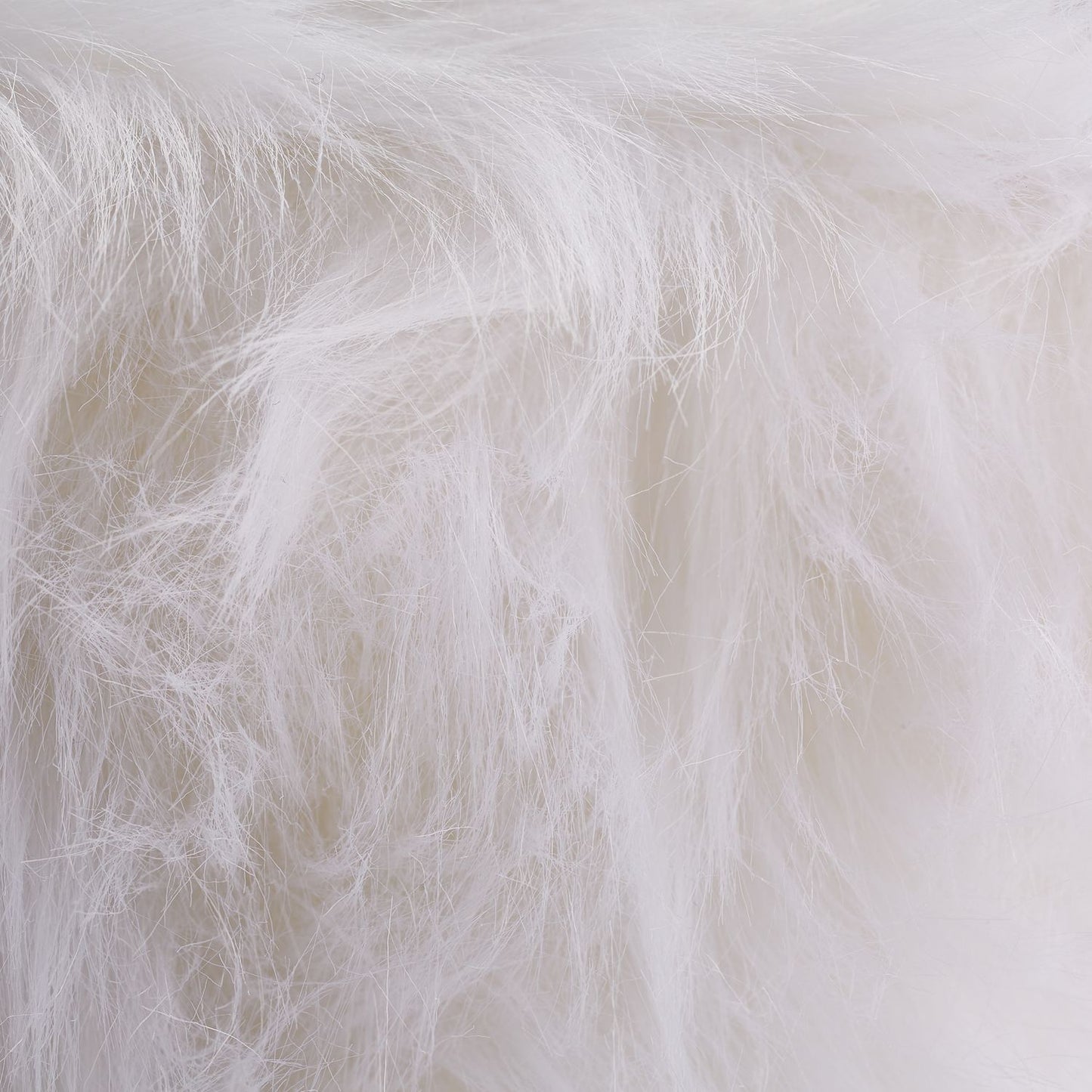 Faux Fur Stool in White-Gold