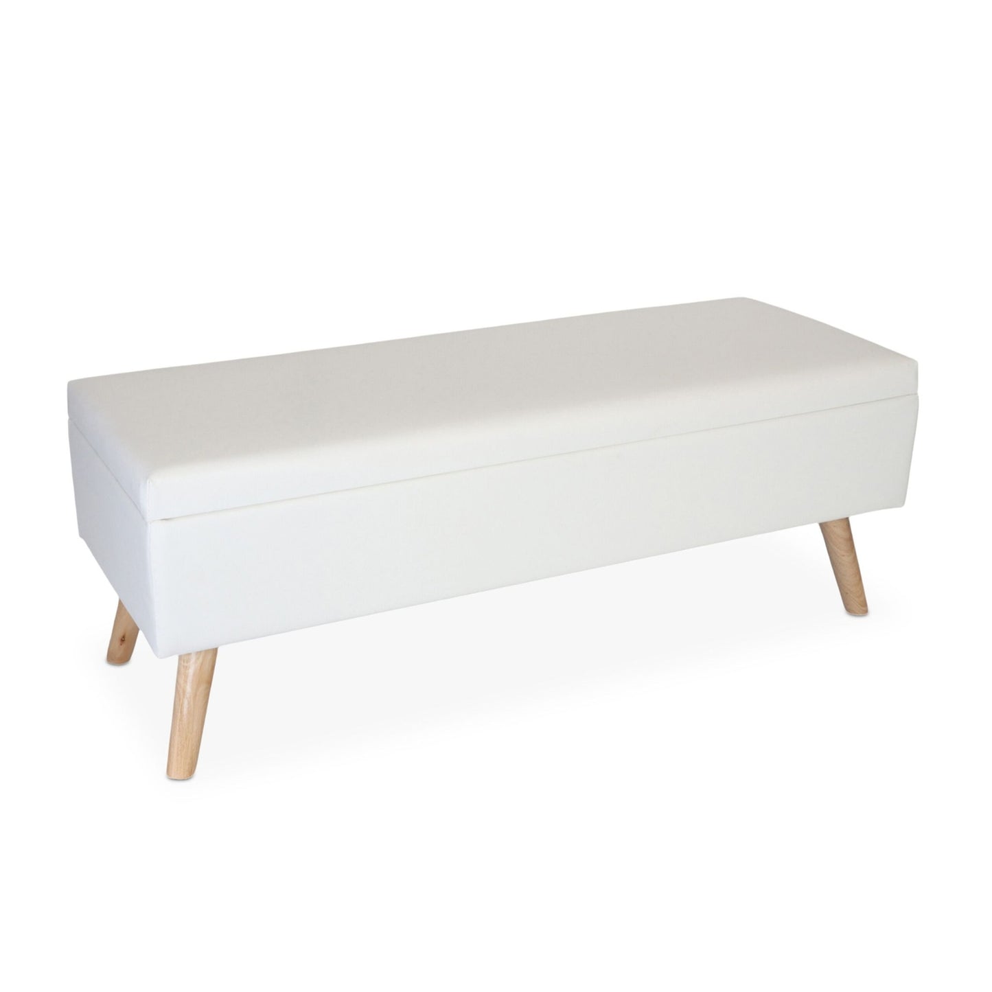 Faux Leather Storage Bench with Hinged Lid