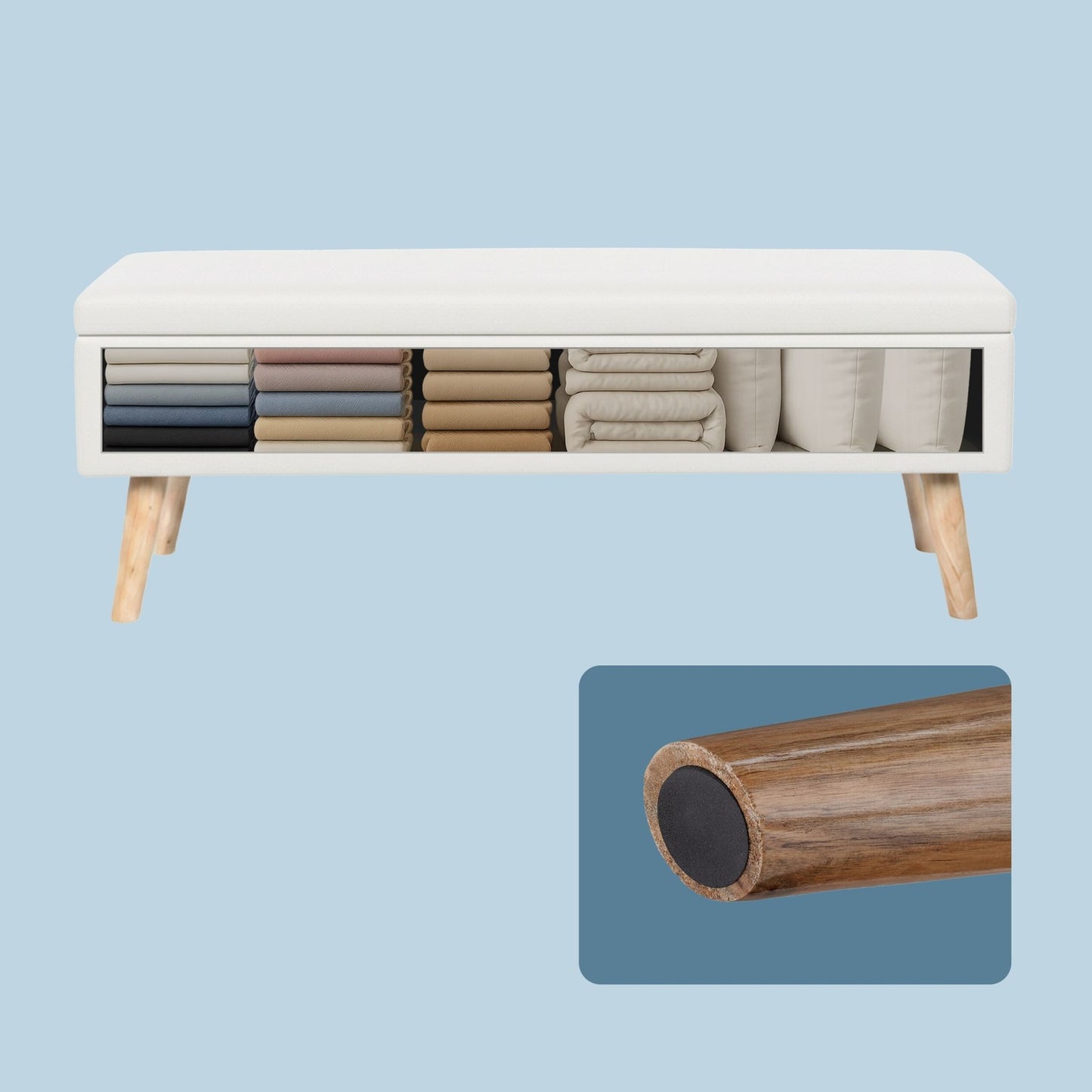 Faux Leather Storage Bench with Hinged Lid