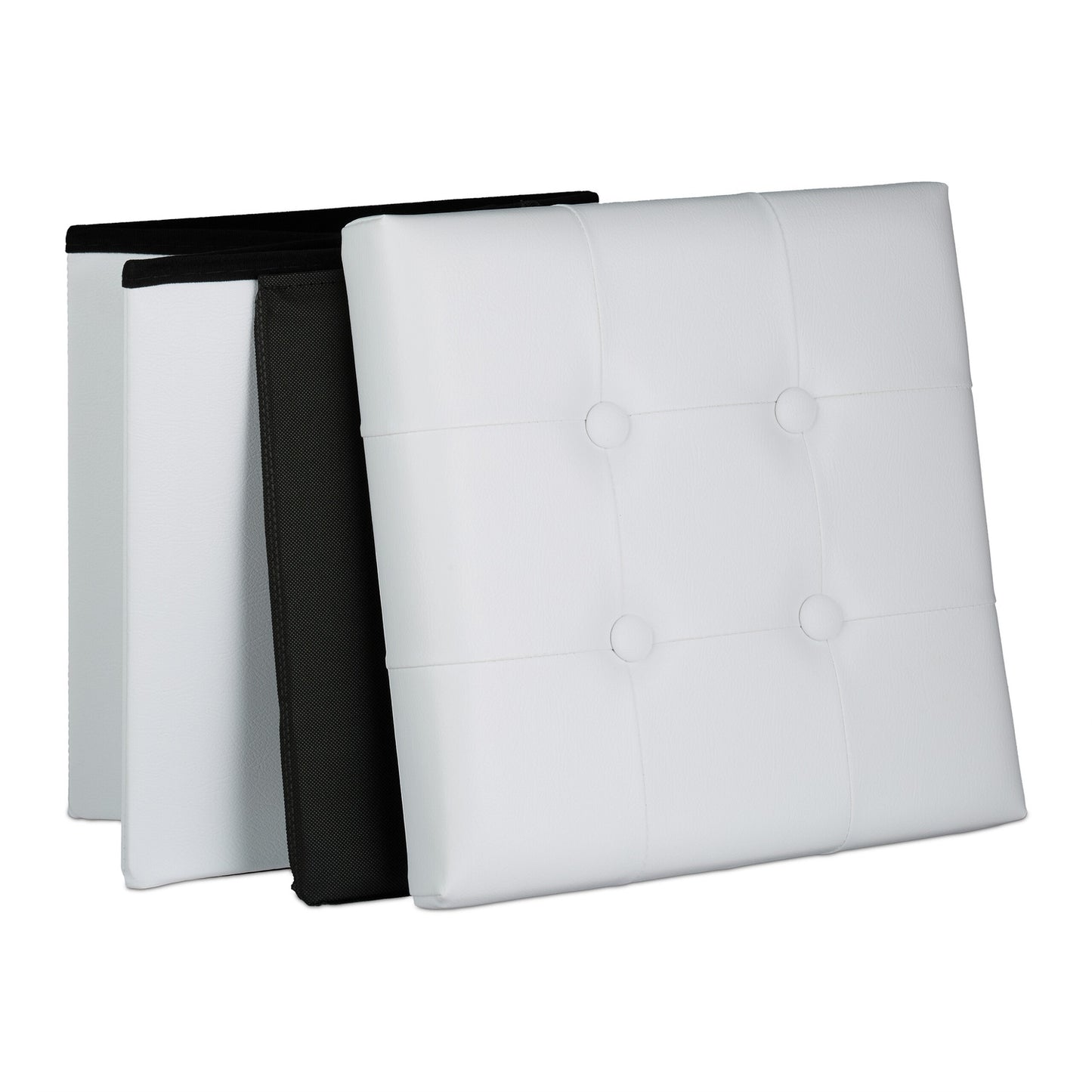Faux Leather Storage Ottoman, Foldable Seat