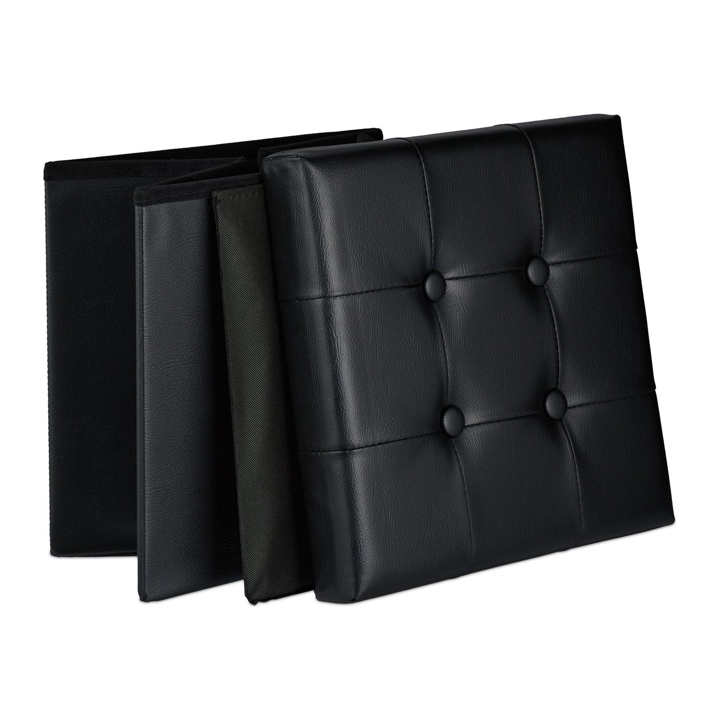 Faux Leather Storage Ottoman, Foldable Seat Stool
