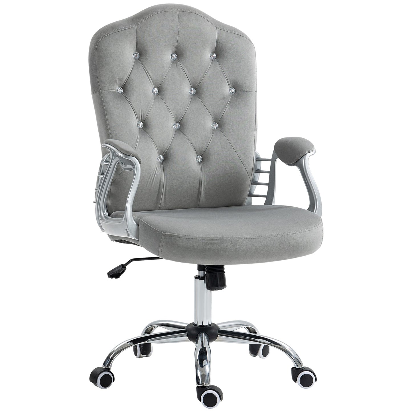 Ergonomic office chair in synthetic leather, adjustable, light grey