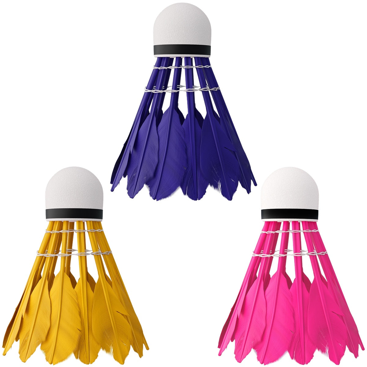 Feather Shuttlecocks, Multicolor, 6 Pack