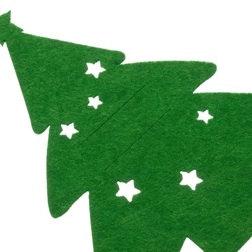 Felt Christmas Tree Cutlery Holders, Set of 12
