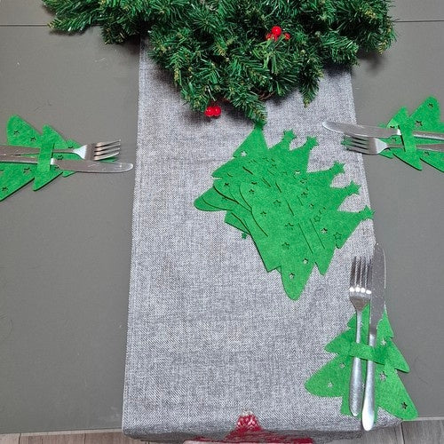 Felt Christmas Tree Cutlery Holders, Set of 12