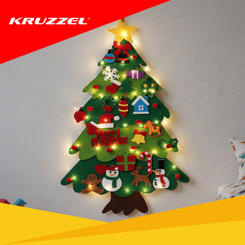 Felt Christmas Tree with LED Lights, 26 Velcro Ornaments