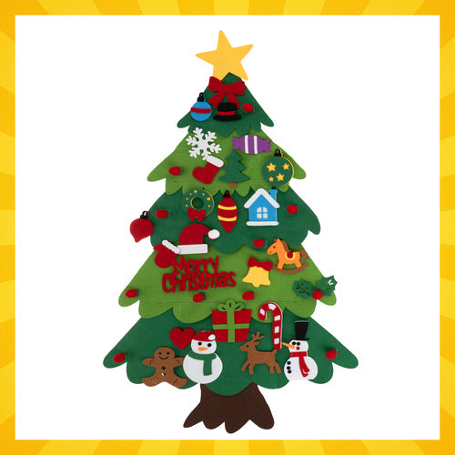 Felt Christmas Tree with LED Lights, 26 Velcro Ornaments