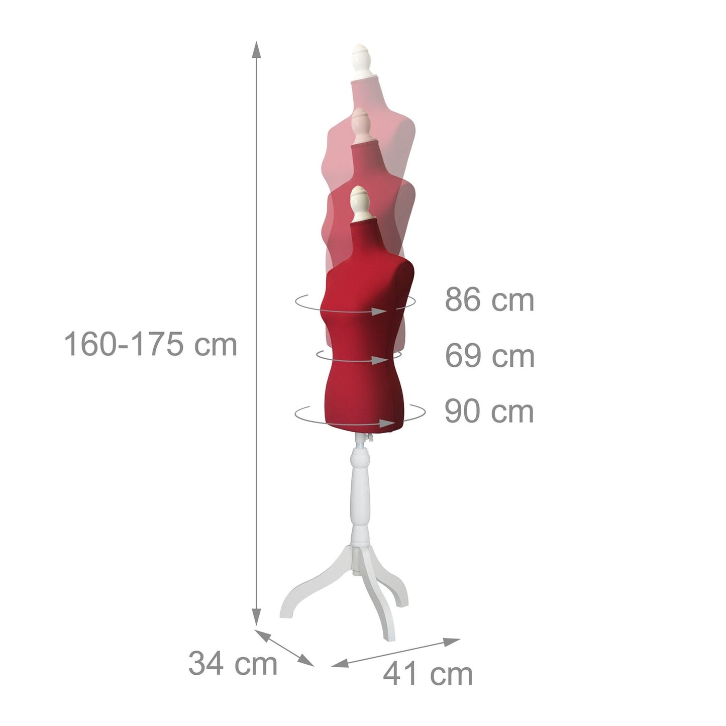 Female Dressmaking Mannequin 36/38, Adjustable Stand