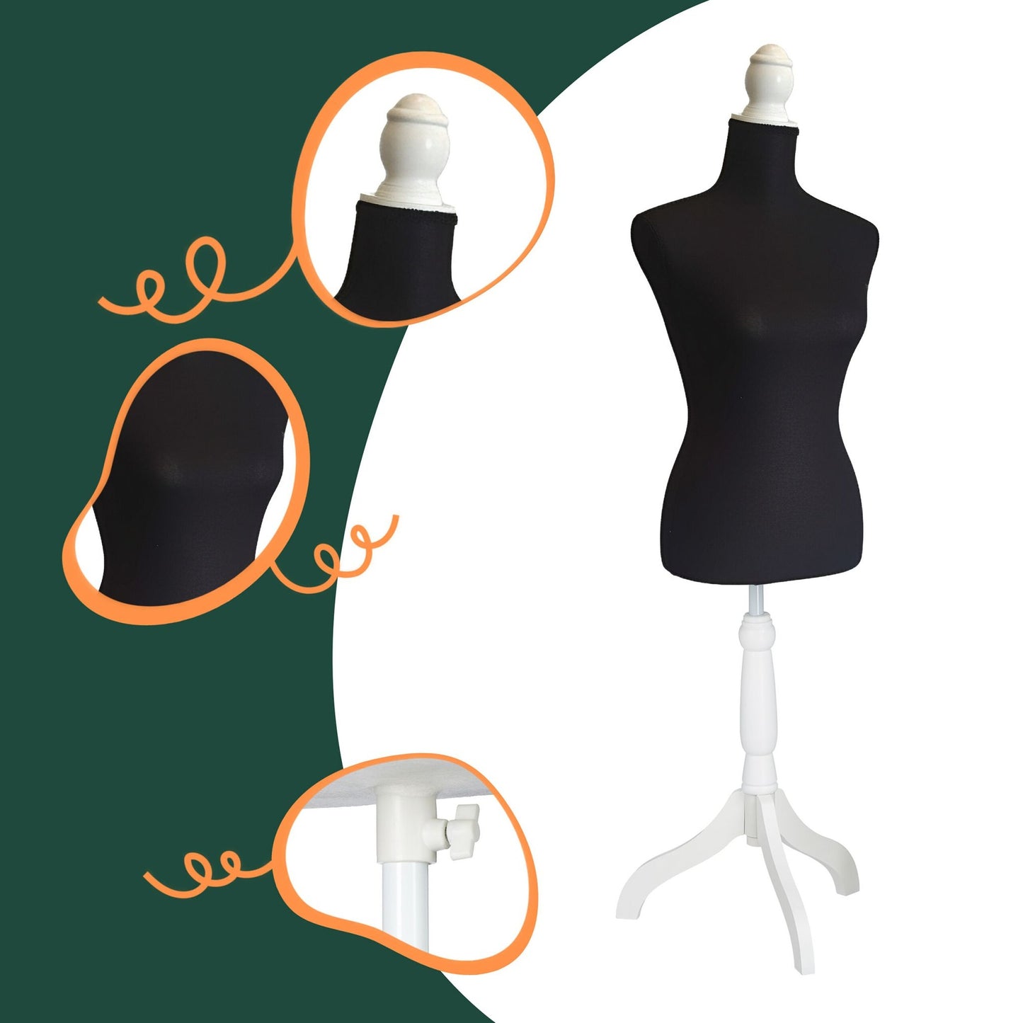 Female Dressmaking Mannequin, Adjustable Stand, Size 36/38
