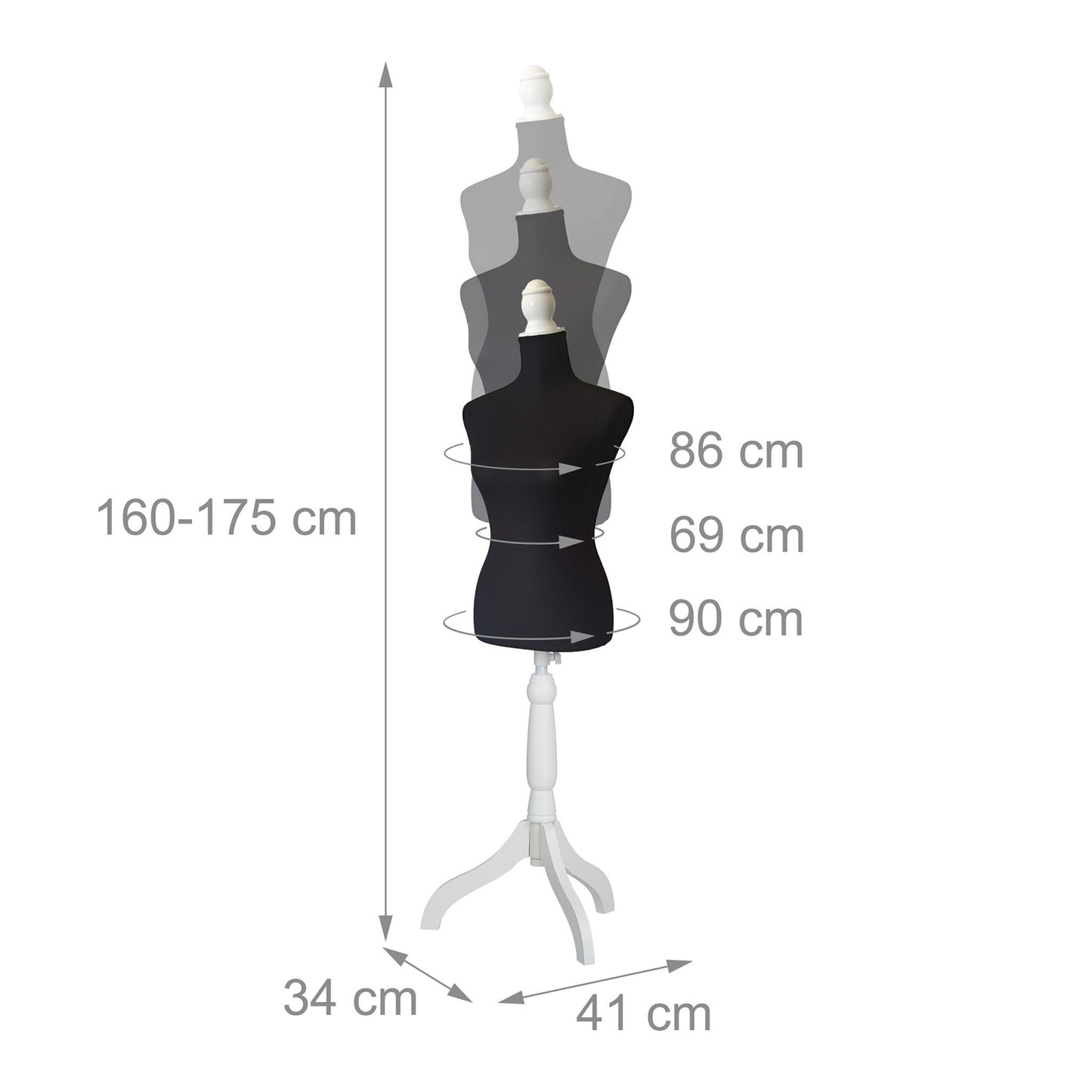 Female Dressmaking Mannequin, Adjustable Stand, Size 36/38
