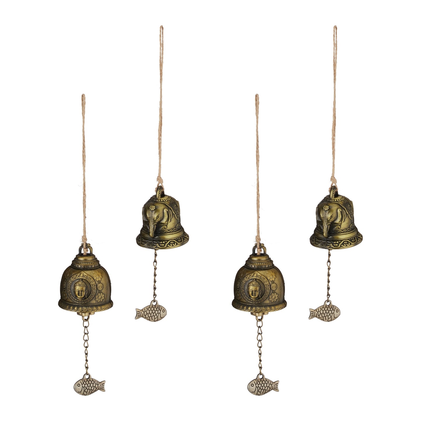 Feng Shui Wind Chimes, 4x Set with Bells