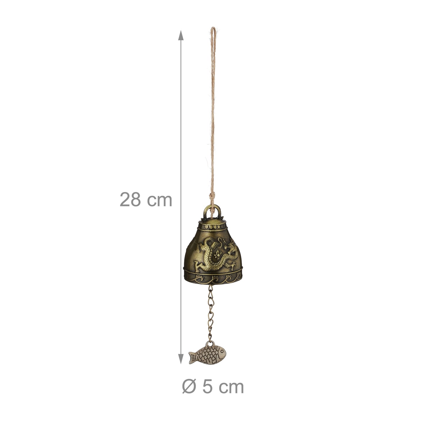 Feng Shui Wind Chimes Set, 4x Bells with Lucky Symbols