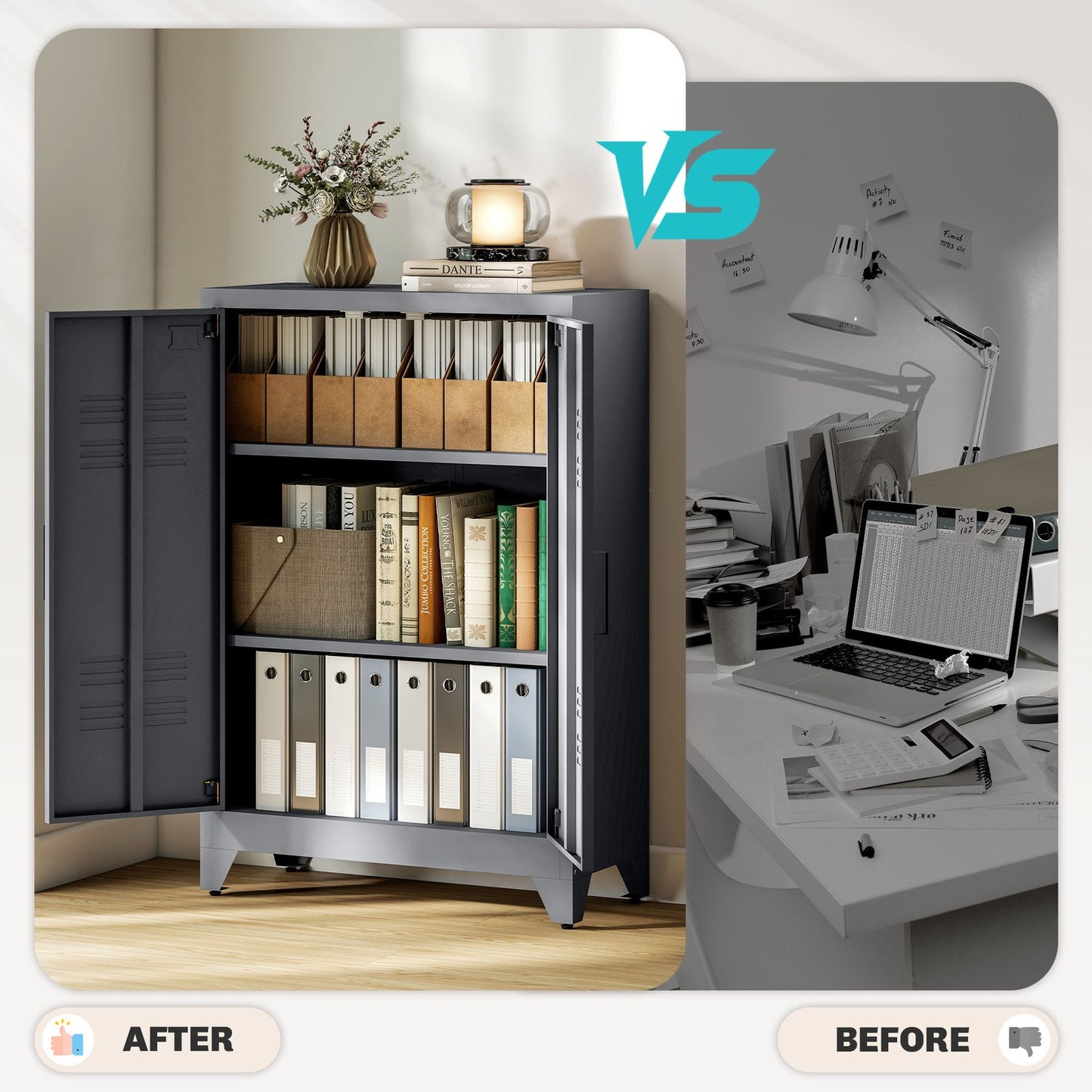 Metal Storage Cabinet with Louvre Doors, Adjustable Shelves, 75x33x110 cm