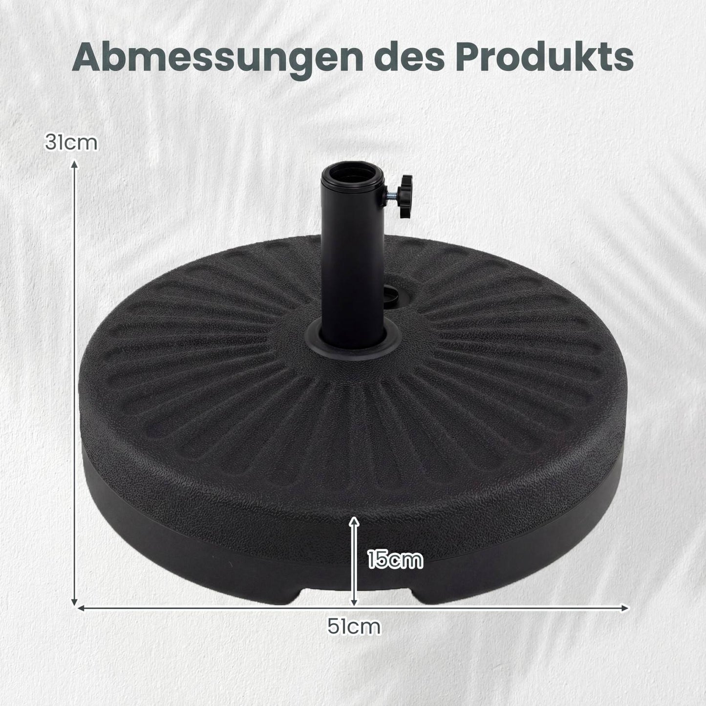 Fillable Umbrella Base, 22L/25kg, Fits 38/48mm Poles