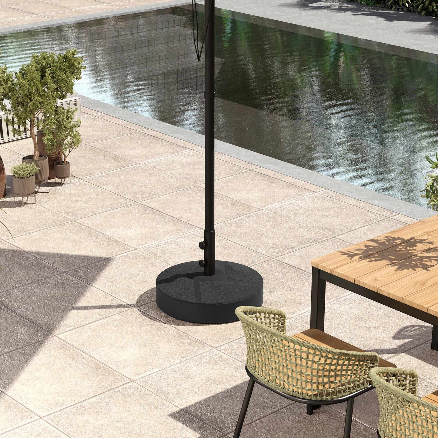 Fillable Umbrella Base, 30kg, Black, HDPE, 36/38/48mm