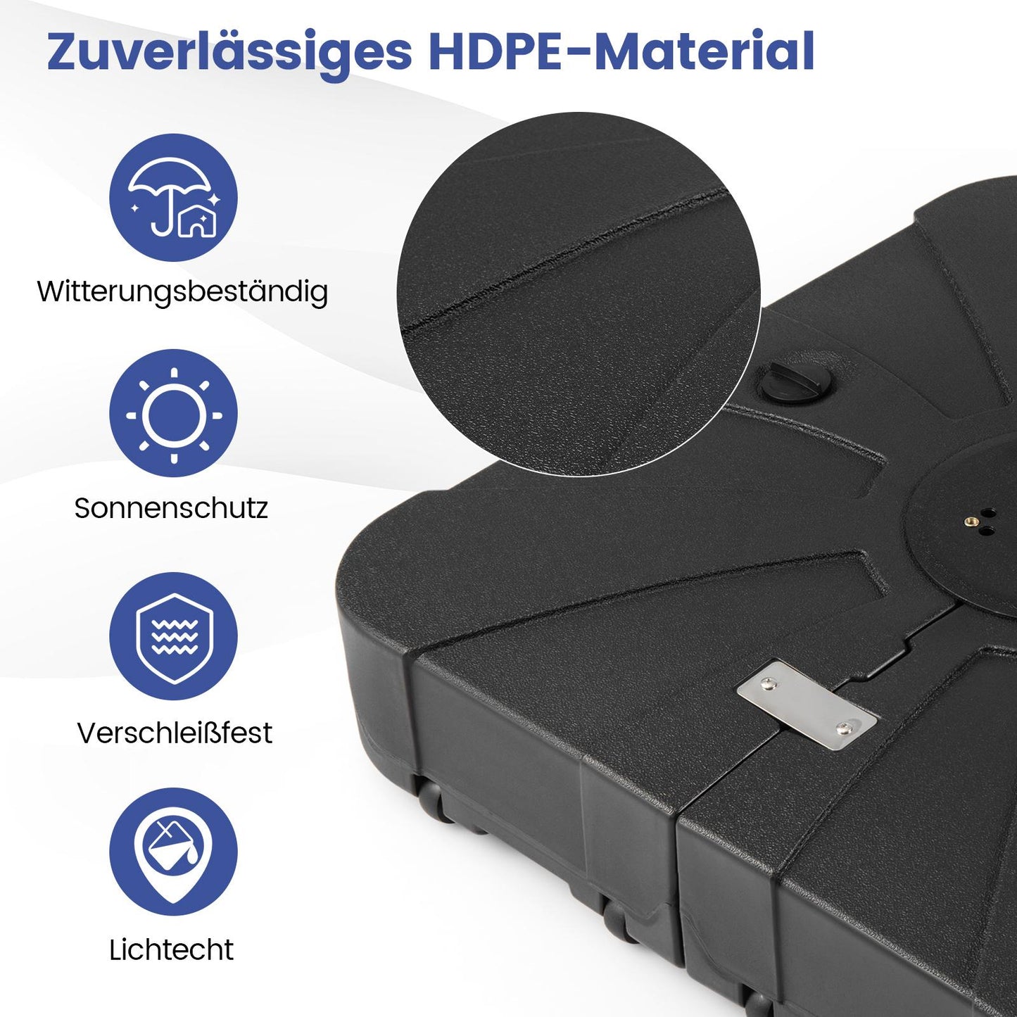 Fillable Umbrella Base with Wheels, 170kg Capacity, HDPE, Black