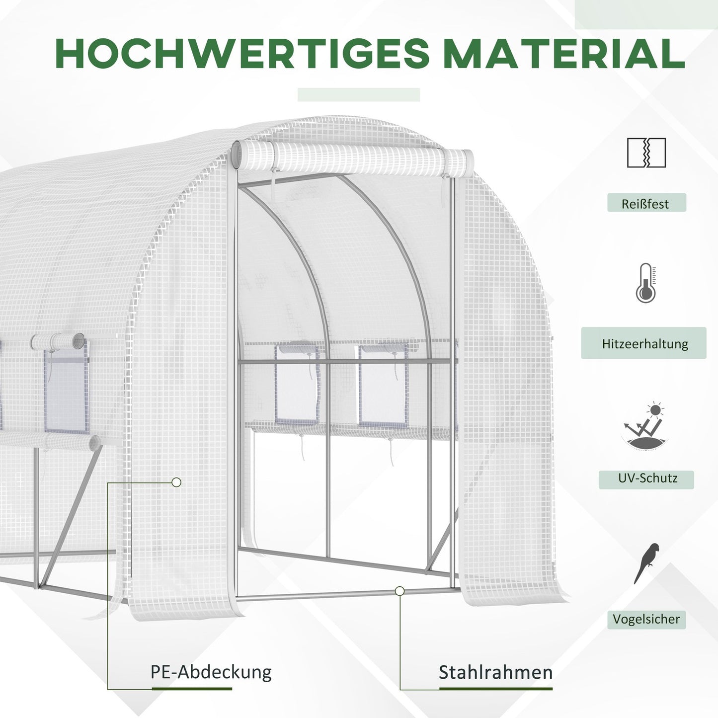 Greenhouse tunnel 2.95x2x2M, Roll-Up Windows, UV protected