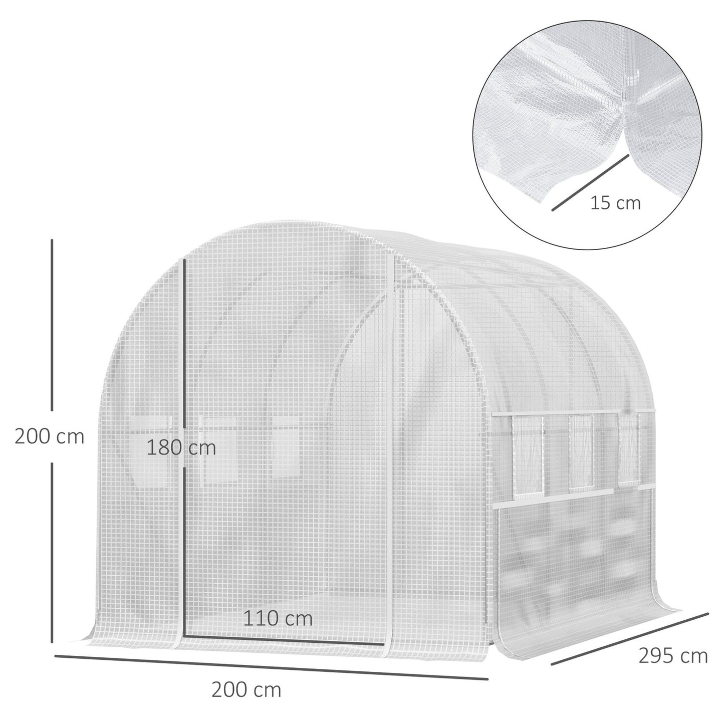Greenhouse tunnel 2.95x2x2M, Roll-Up Windows, UV protected