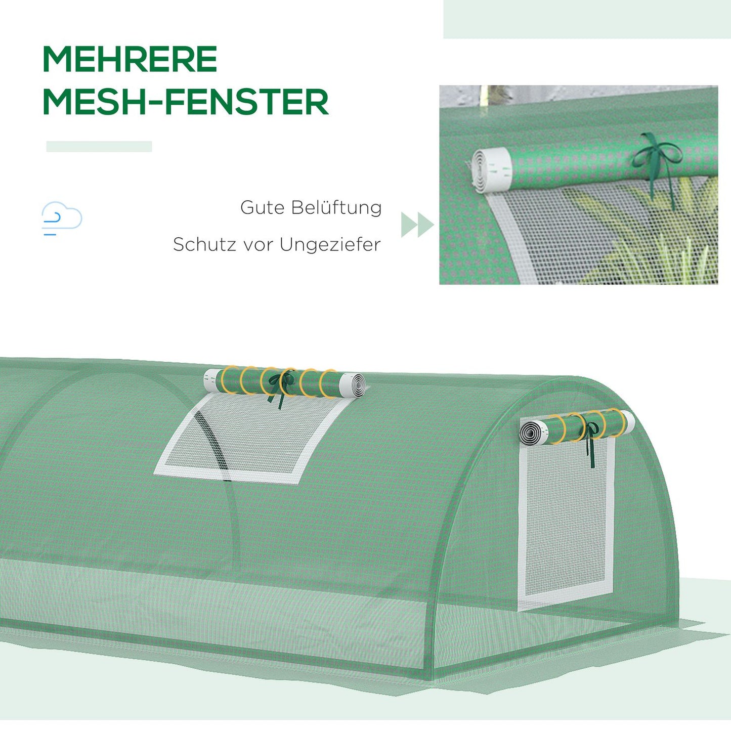 Mini tunnel greenhouse, UV resistant PE film, with mesh window