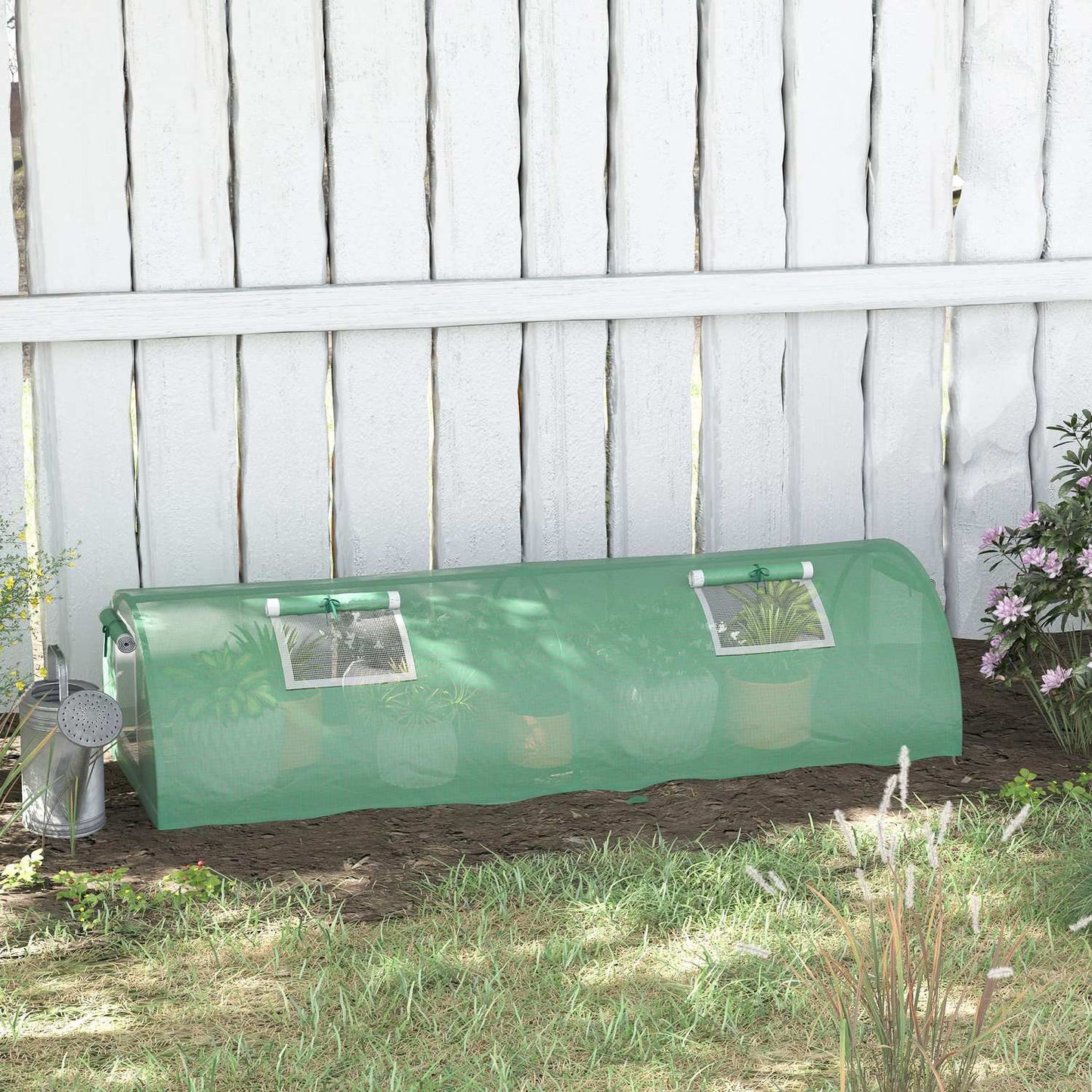 Mini tunnel greenhouse, UV resistant PE film, with mesh window