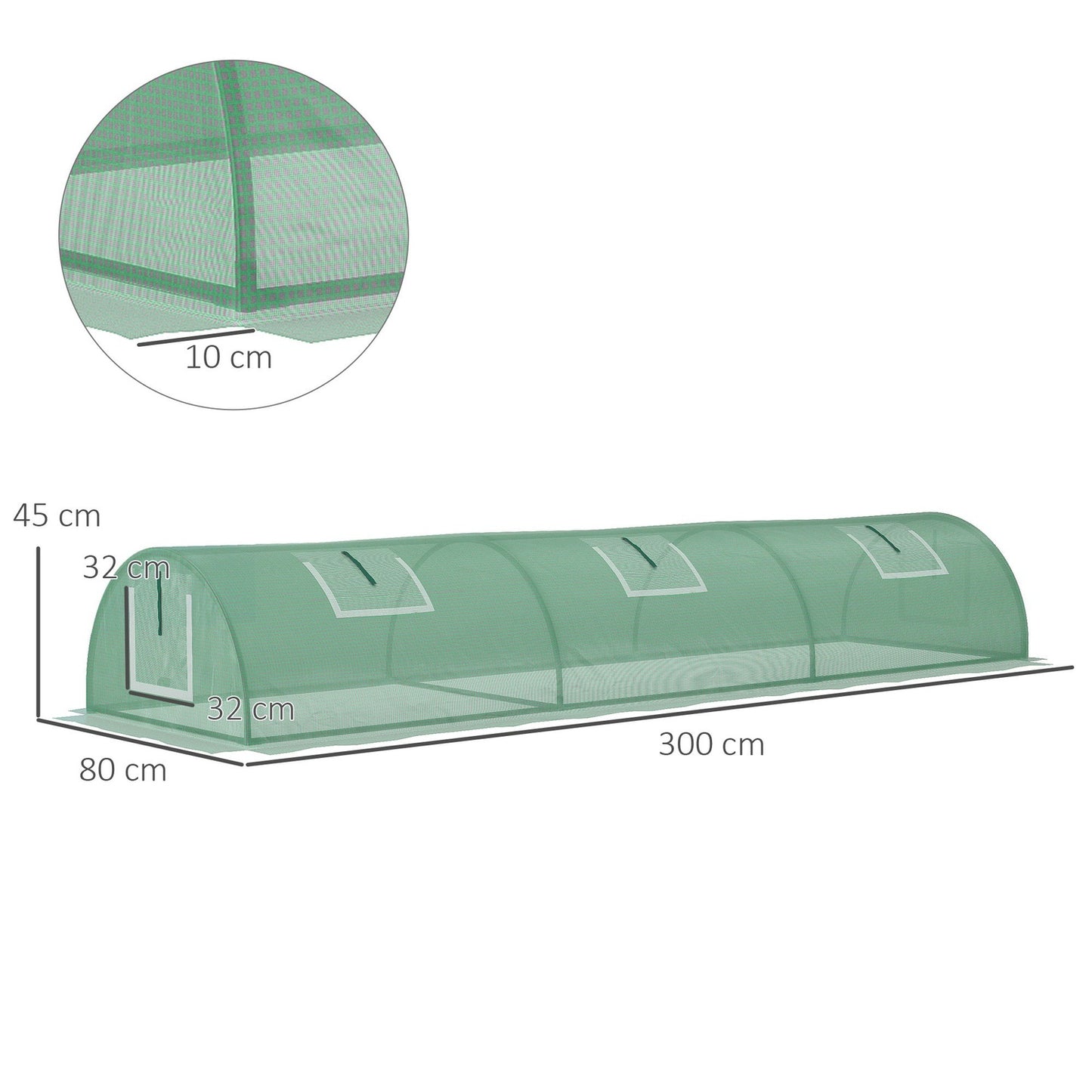 Mini tunnel greenhouse, UV resistant PE film, mesh window