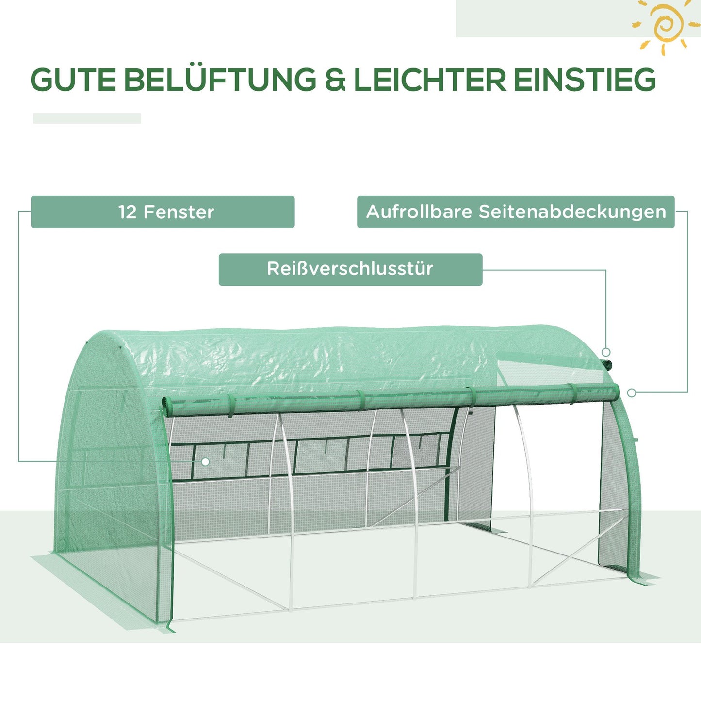 Greenhouse Polytunnel - Walk-In, UV Protected, 3.97x3x2M