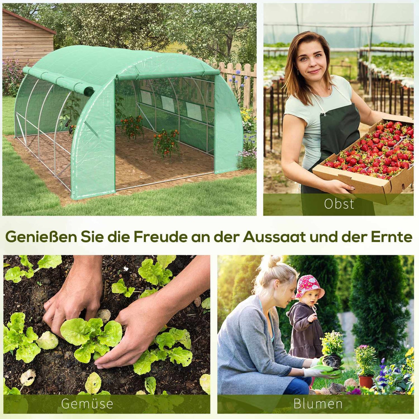 Greenhouse Polytunnel - Walk-In, UV Protected, 3.97x3x2M