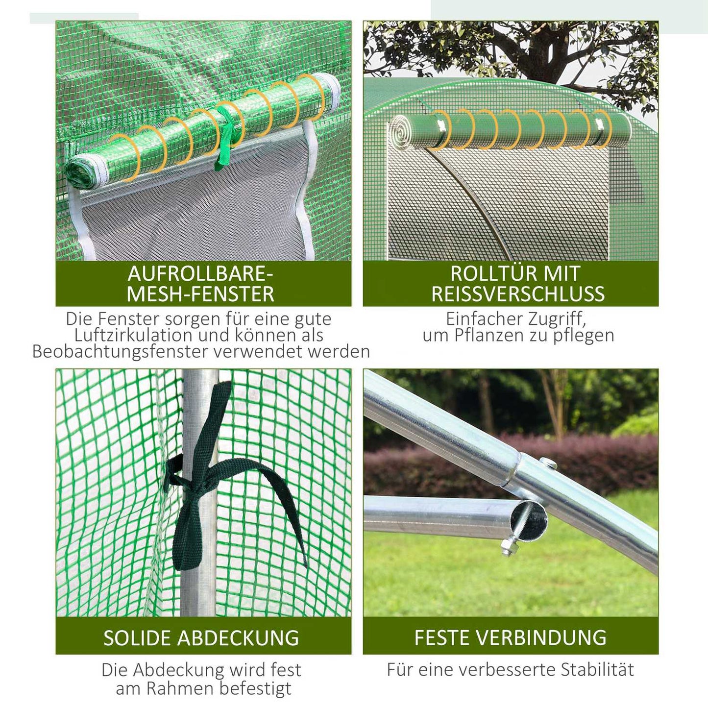Walk-In Greenhouse Polytunnel 4.5x3m, 6 windows, Frost-resistant