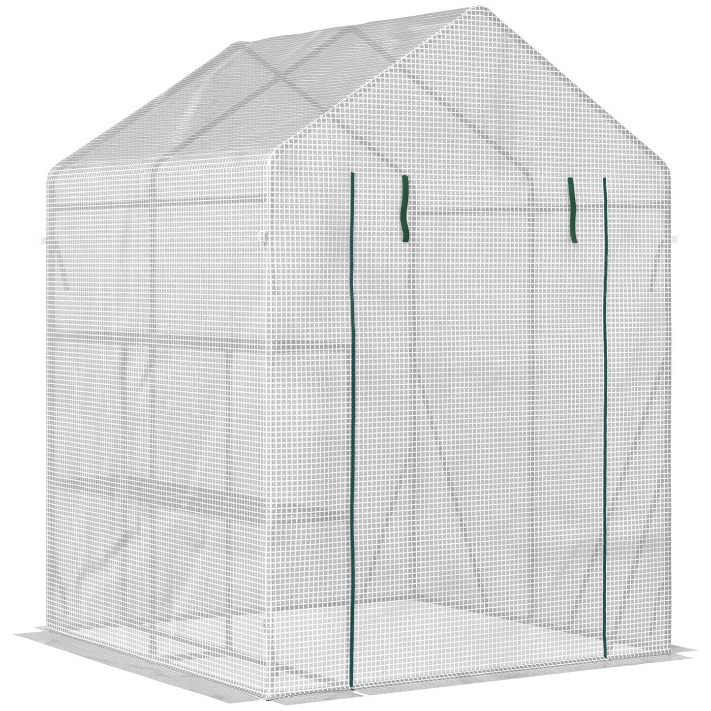 Walk-In tomato greenhouse, 4 shelves, steel frame, 143x143x195 cm