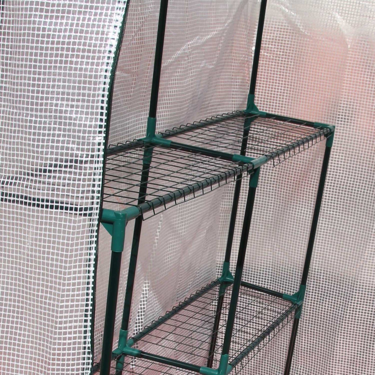 Walk-In tomato greenhouse, 4 shelves, steel frame, 143x143x195 cm