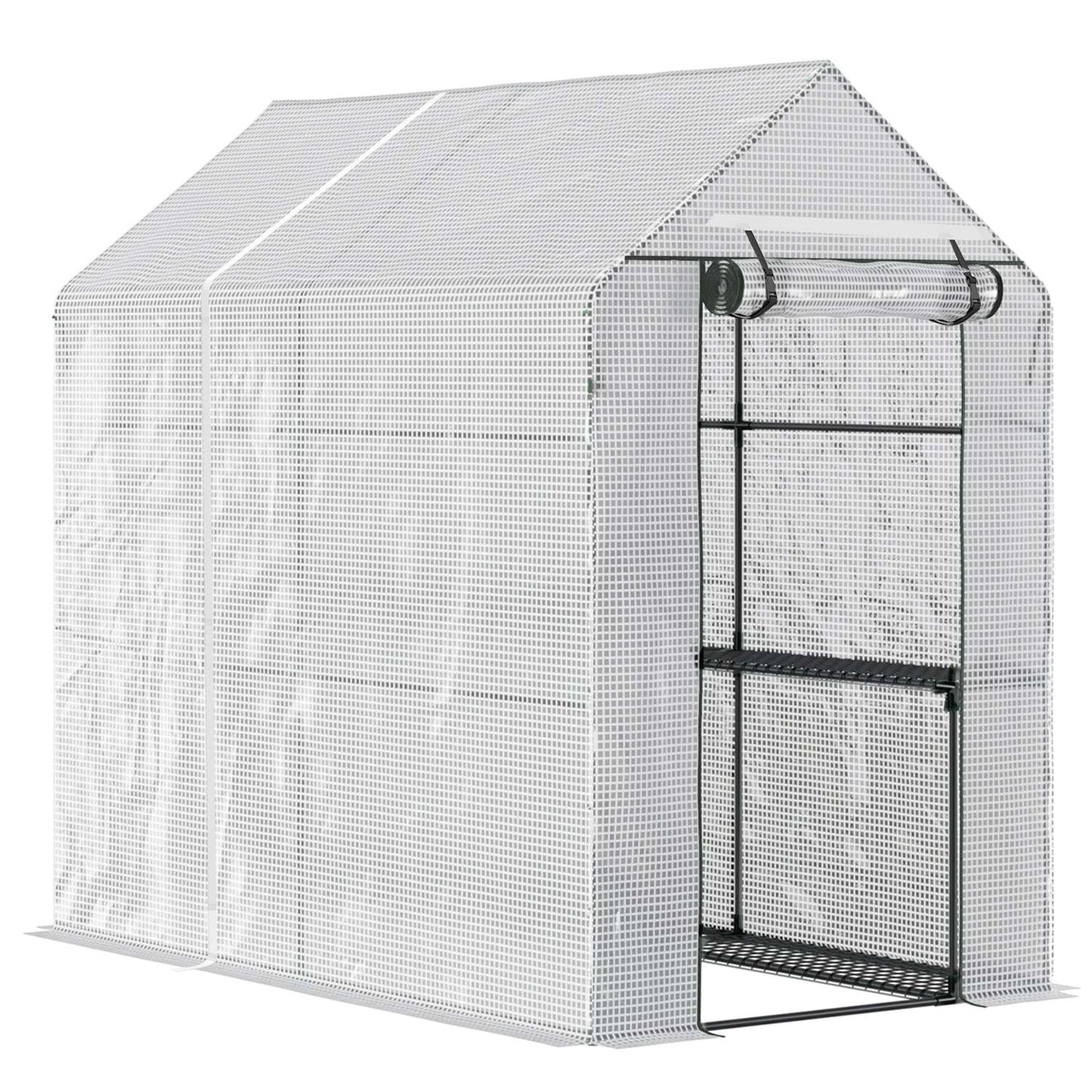 Walk-in greenhouse with 4 shelves, PE cover, 120x186x190 cm