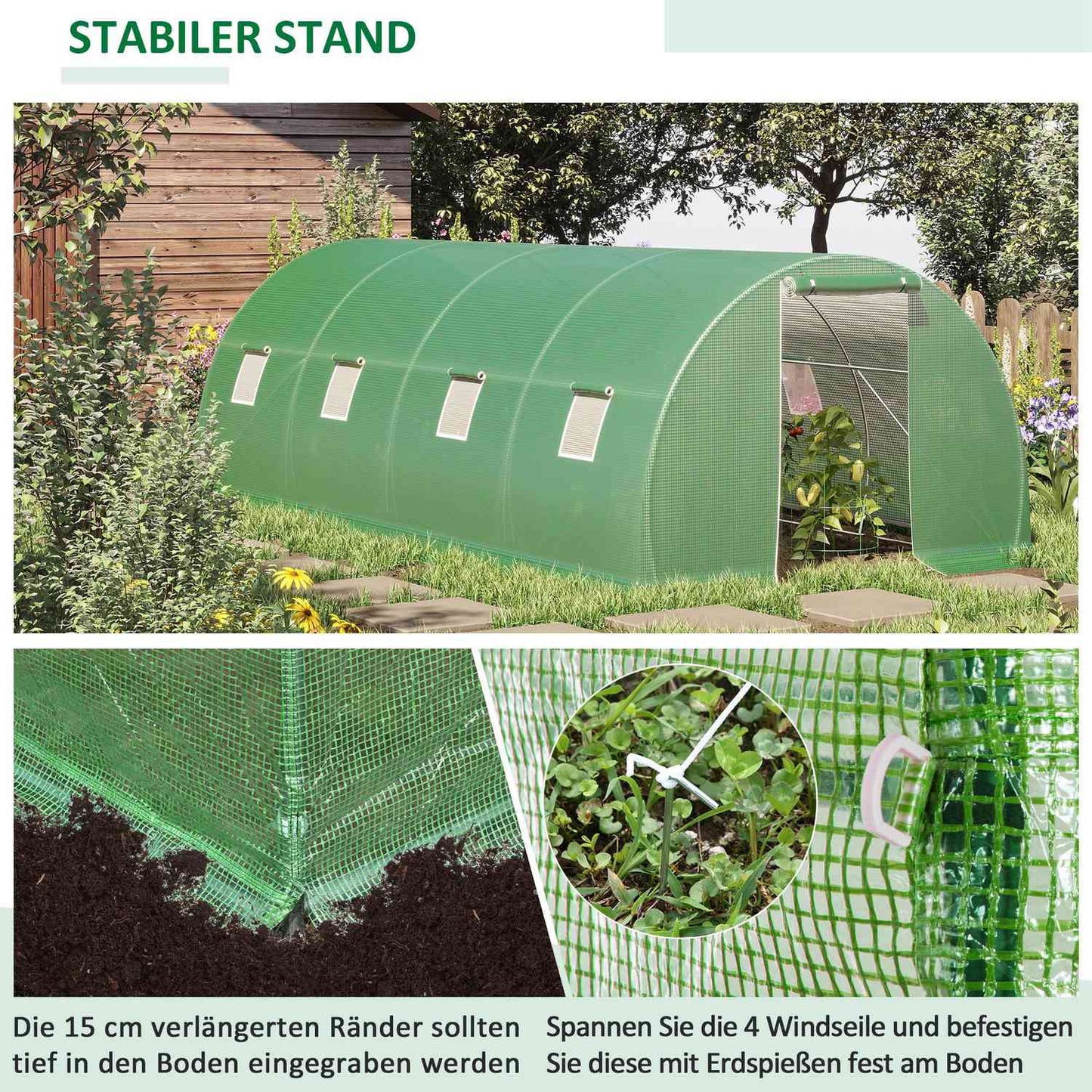 Walk-In Film Greenhouse 6x3m, Frost protection, Steel frame
