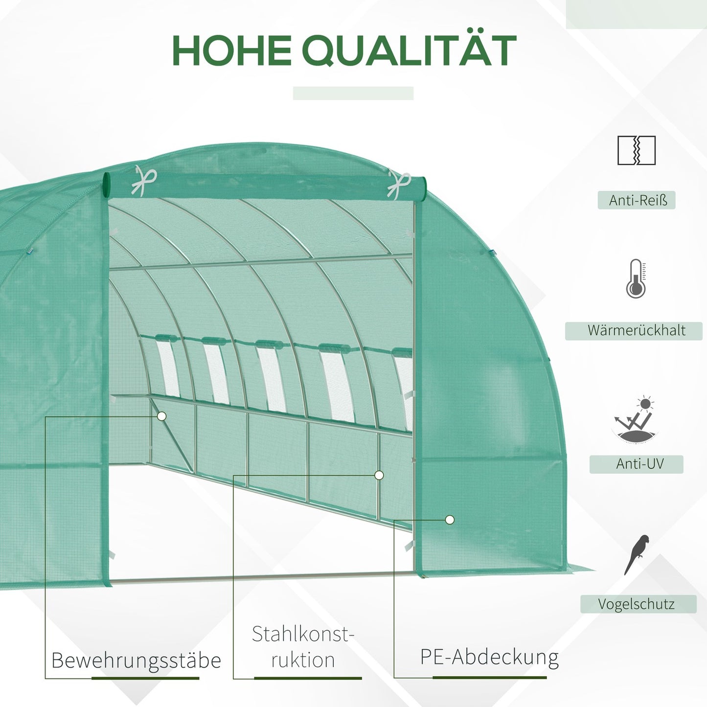 Greenhouse film for tomatoes, 800x300x200cm, with window