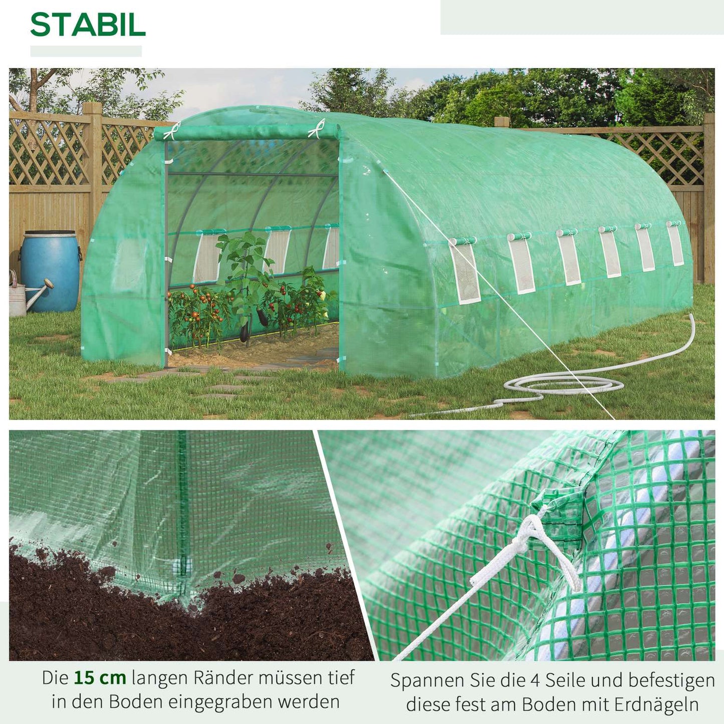 Greenhouse film for tomatoes, 800x300x200cm, with window