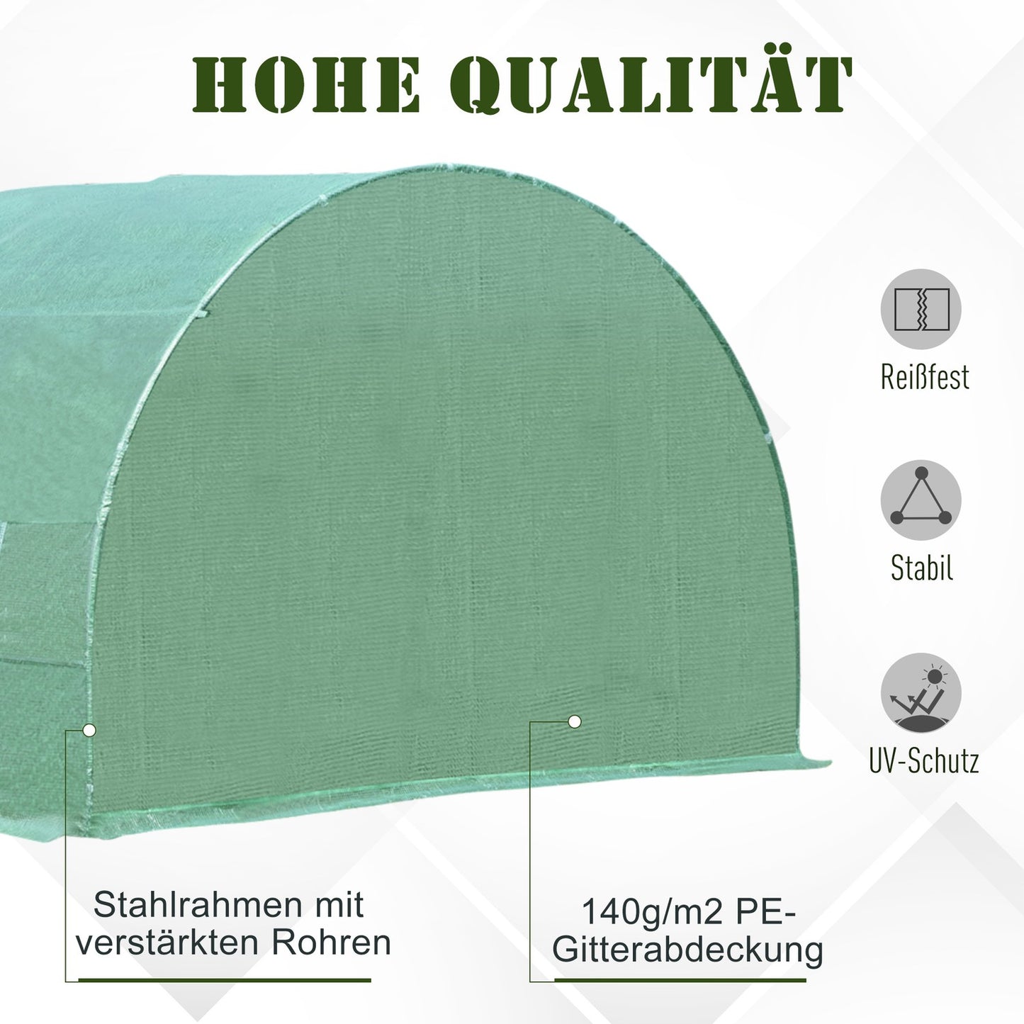 Greenhouse tunnel with window, 590x300x200 cm, Green