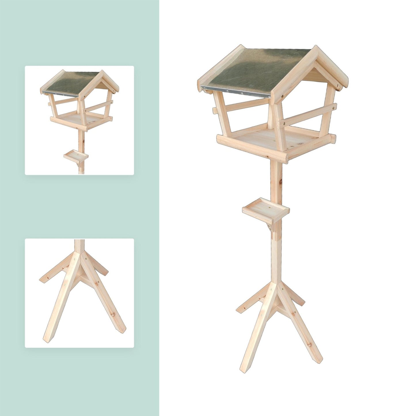 Fir Wood Bird Feeder with Stand – Weatherproof