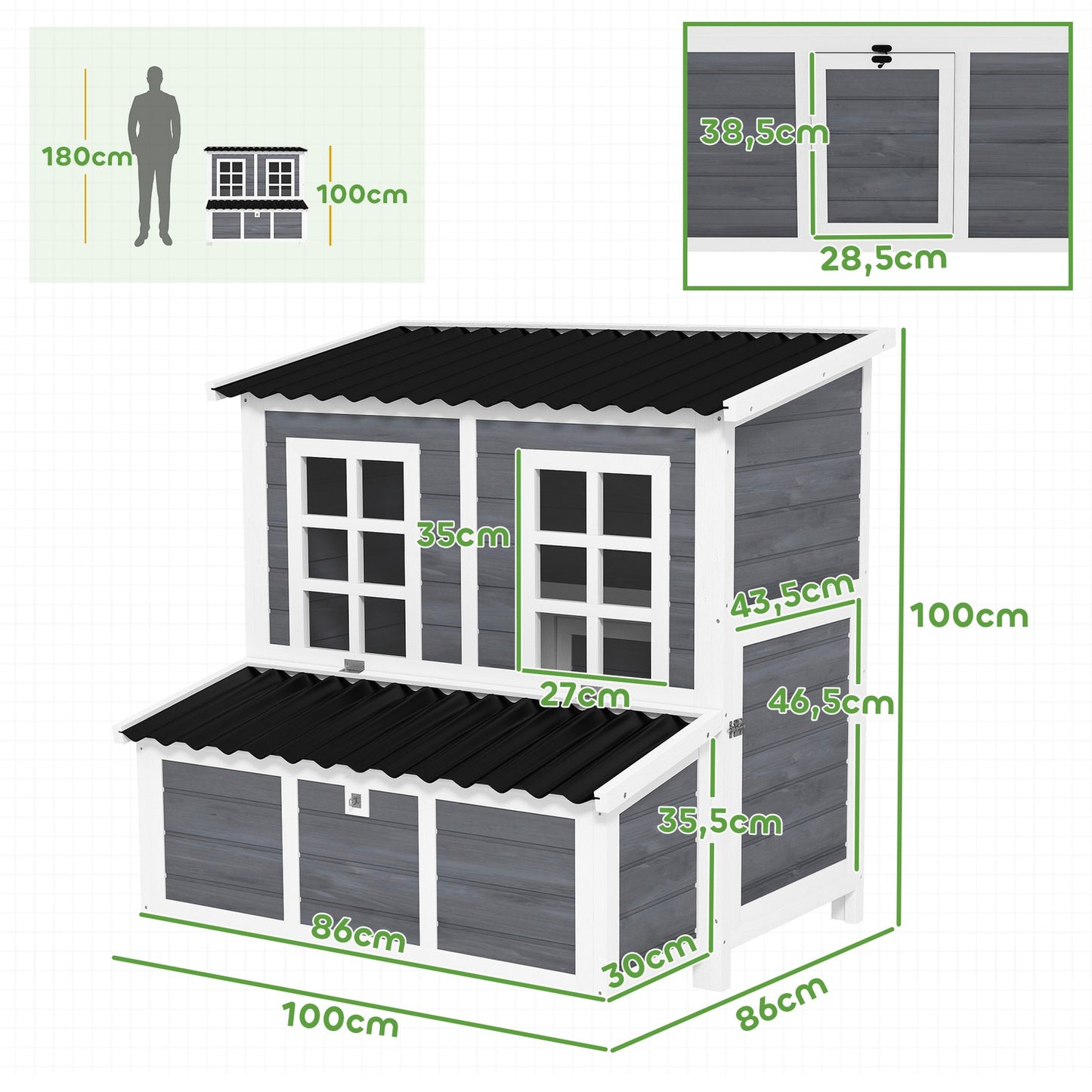 Waterproof Spruce Wood Chicken Coop with nest box for 4-6 hens