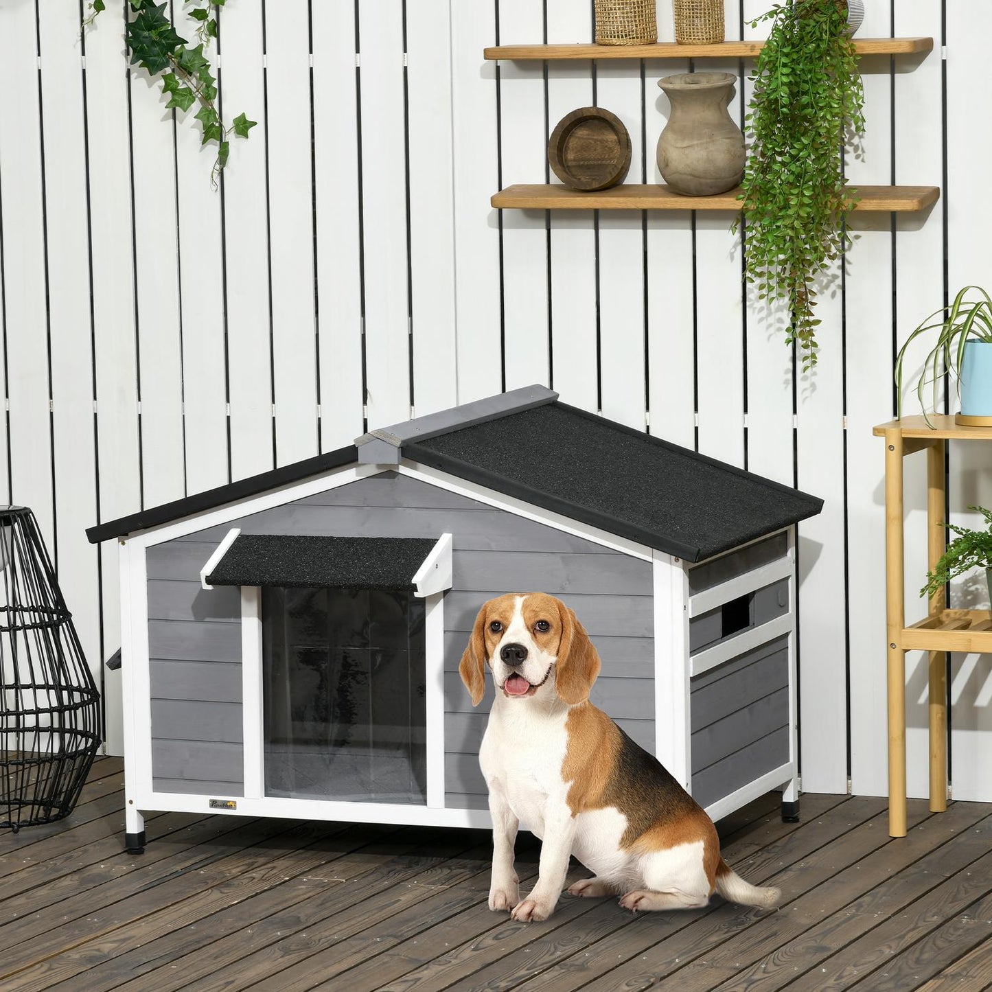 Fir Wood Dog House, weather resistant with removable floor