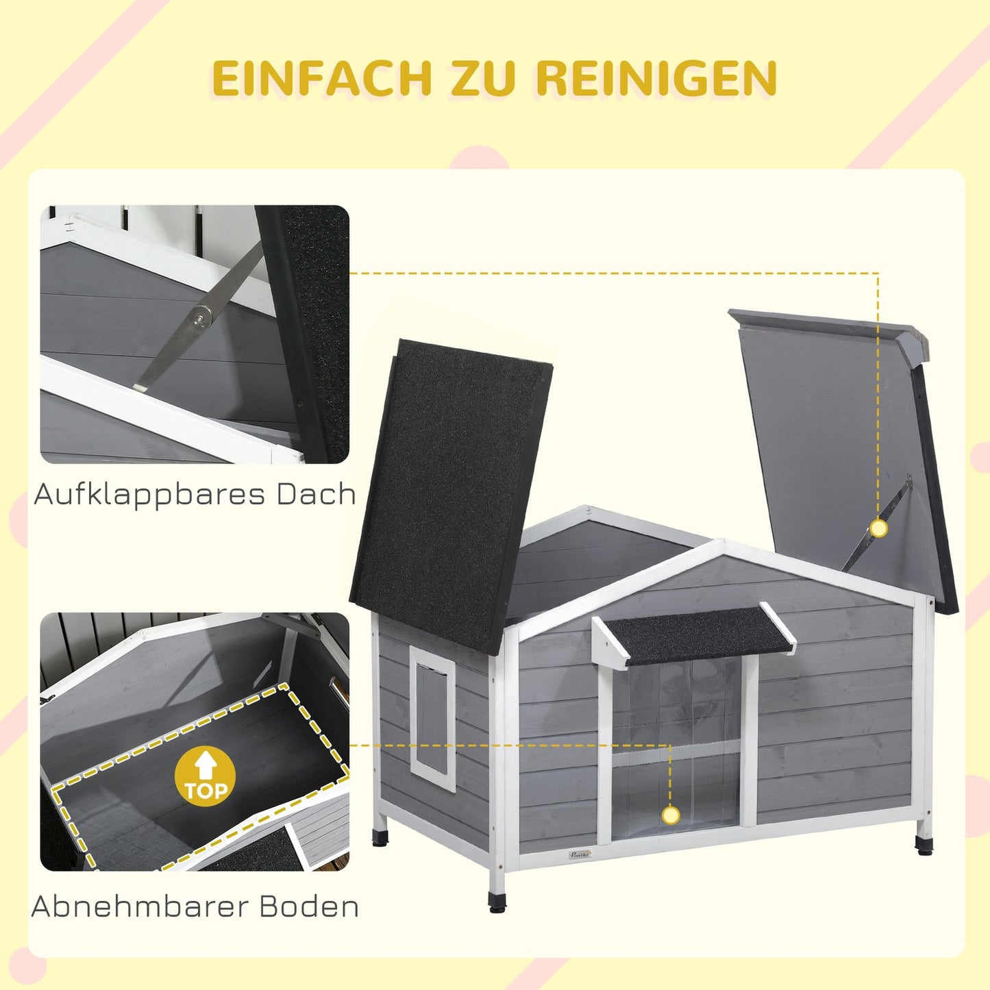 Fir Wood Dog House, weather resistant with removable floor