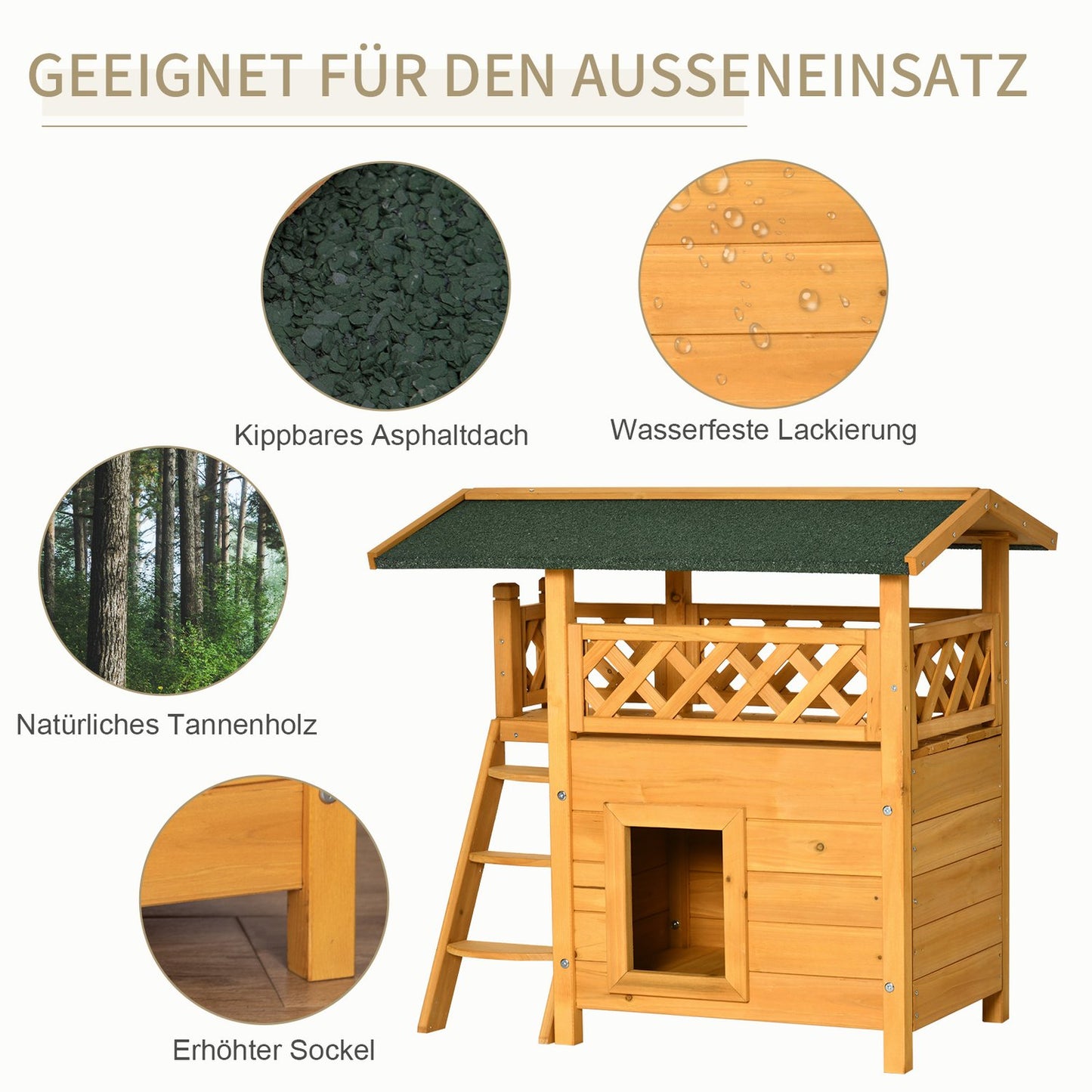 Heat-insulated fir wood Small animal house, weatherproof