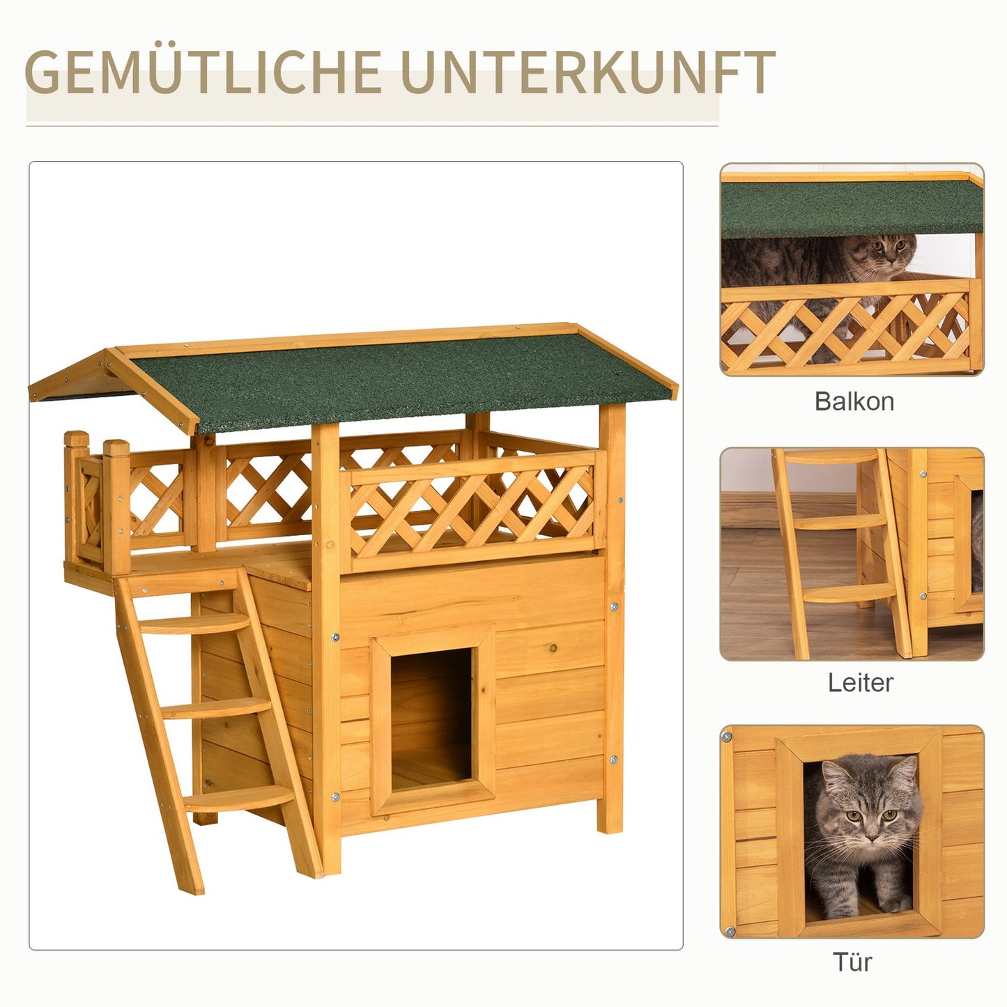 Heat-insulated fir wood Small animal house, weatherproof