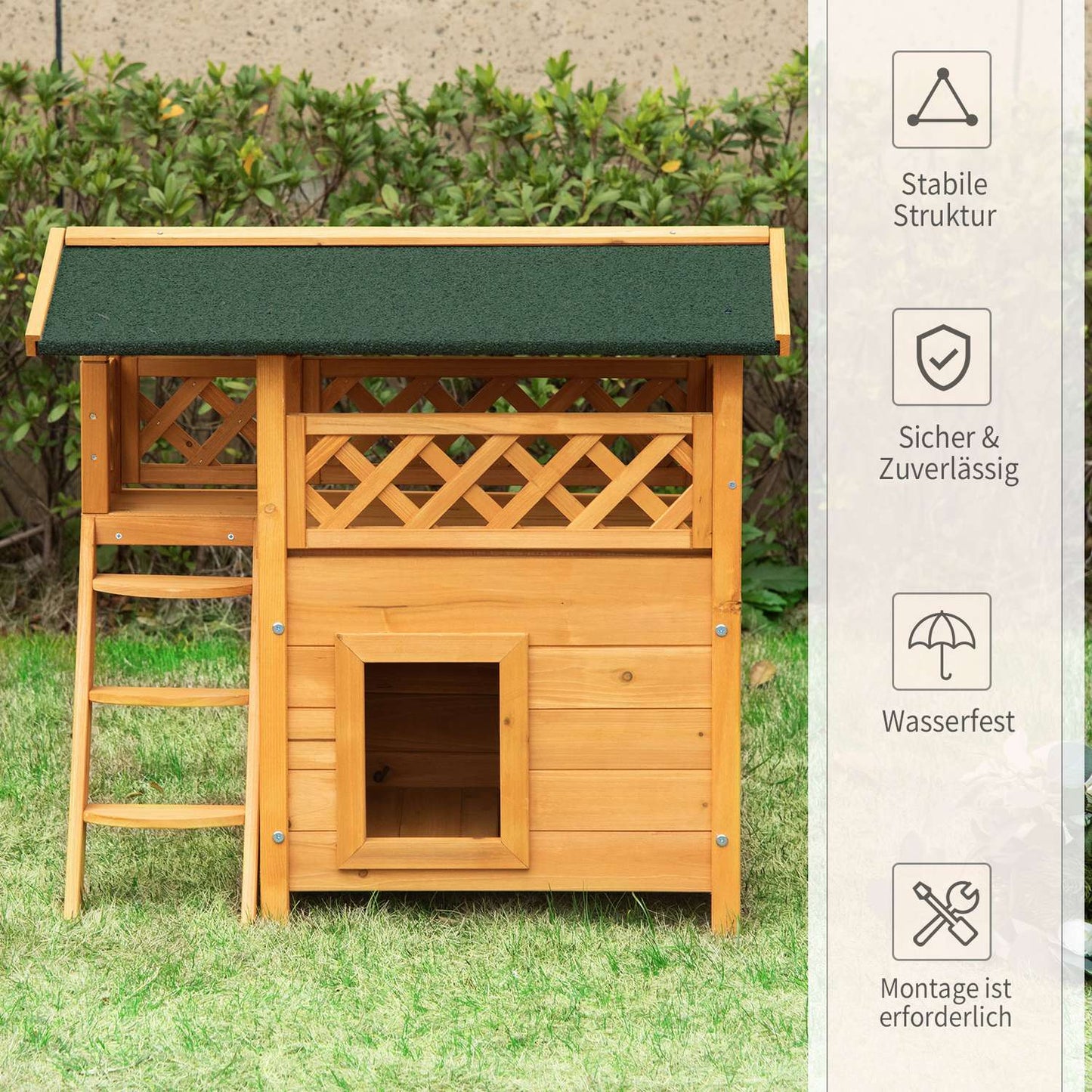 Heat-insulated fir wood Small animal house, weatherproof