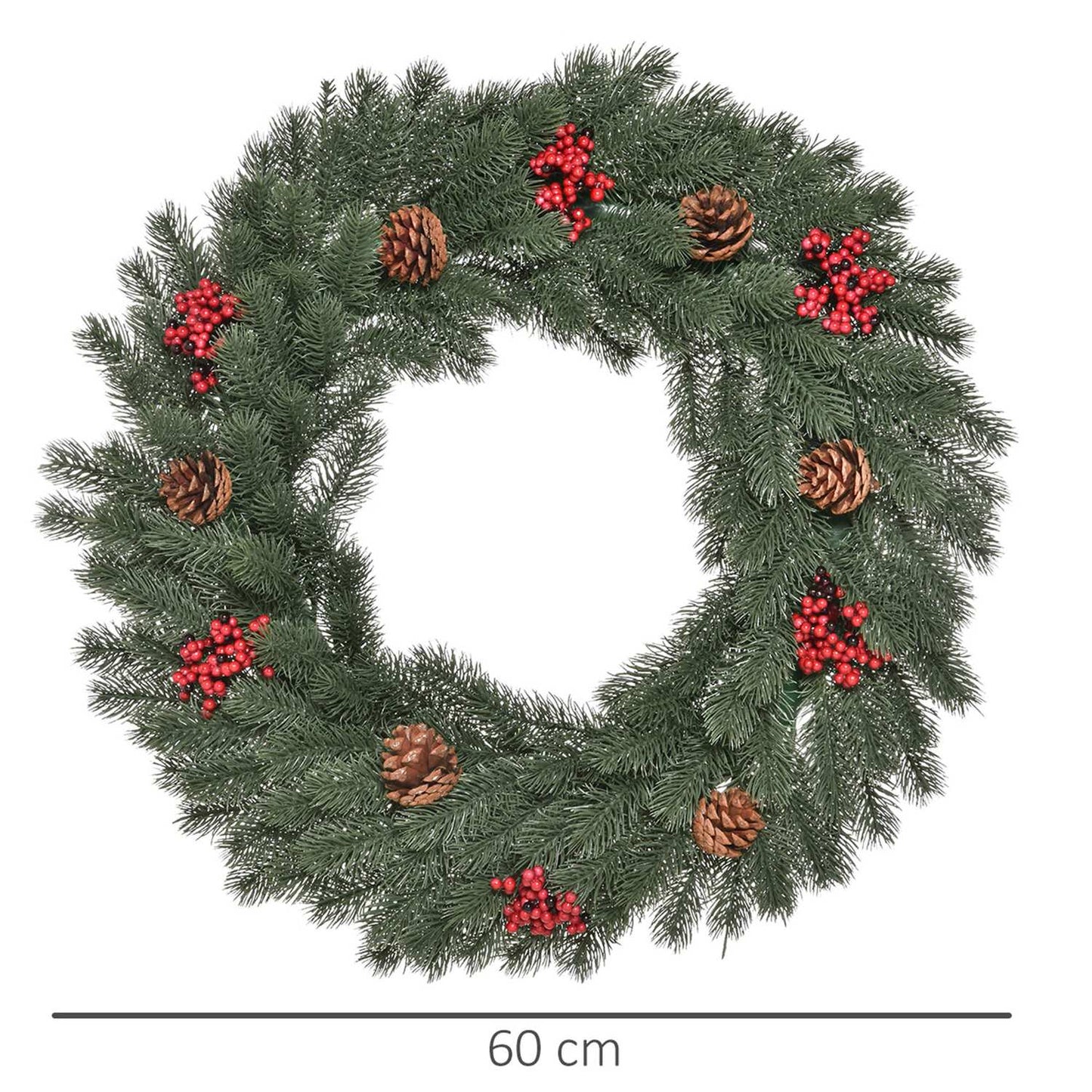 Christmas tree door wreath - 60 cm, green with hanging loop