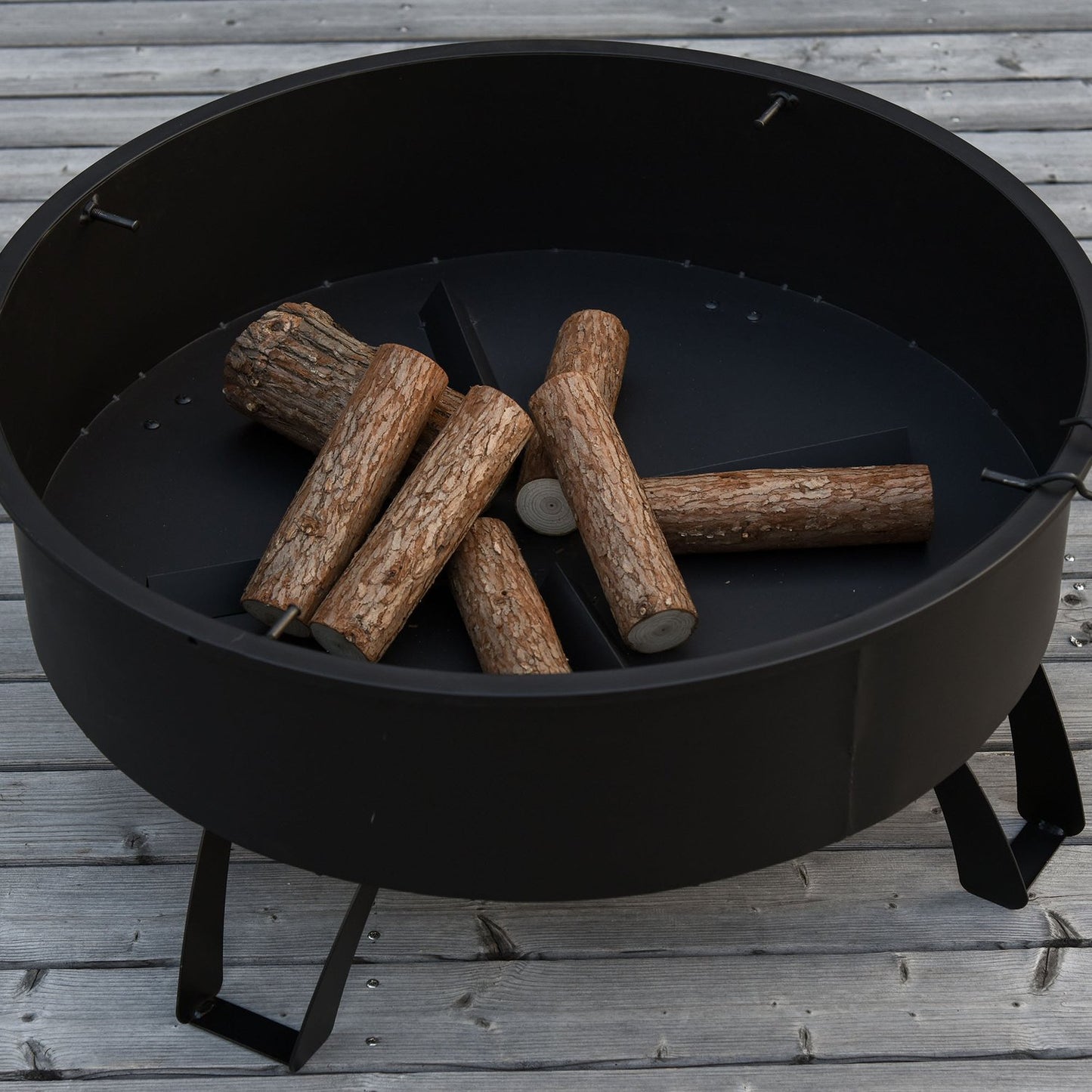 Fire Pit & BBQ Grill with spark guard, black Ø76 cm