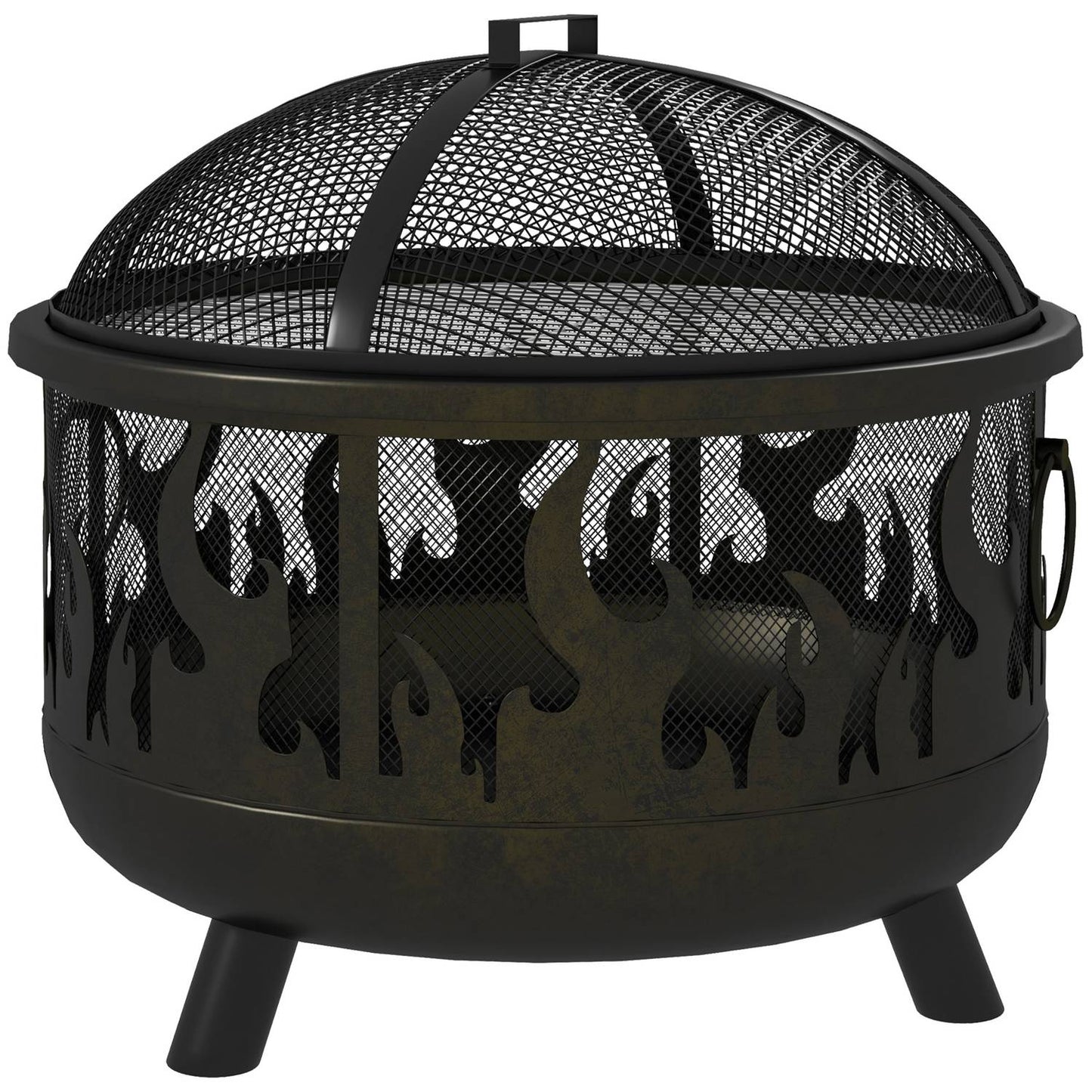 Fire bowl with spark guard & grill - metal, Ø61cm