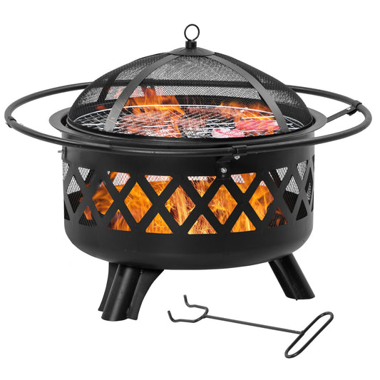 2-in-1 Fire Pit & Grill with spark guard Ø82 Cm