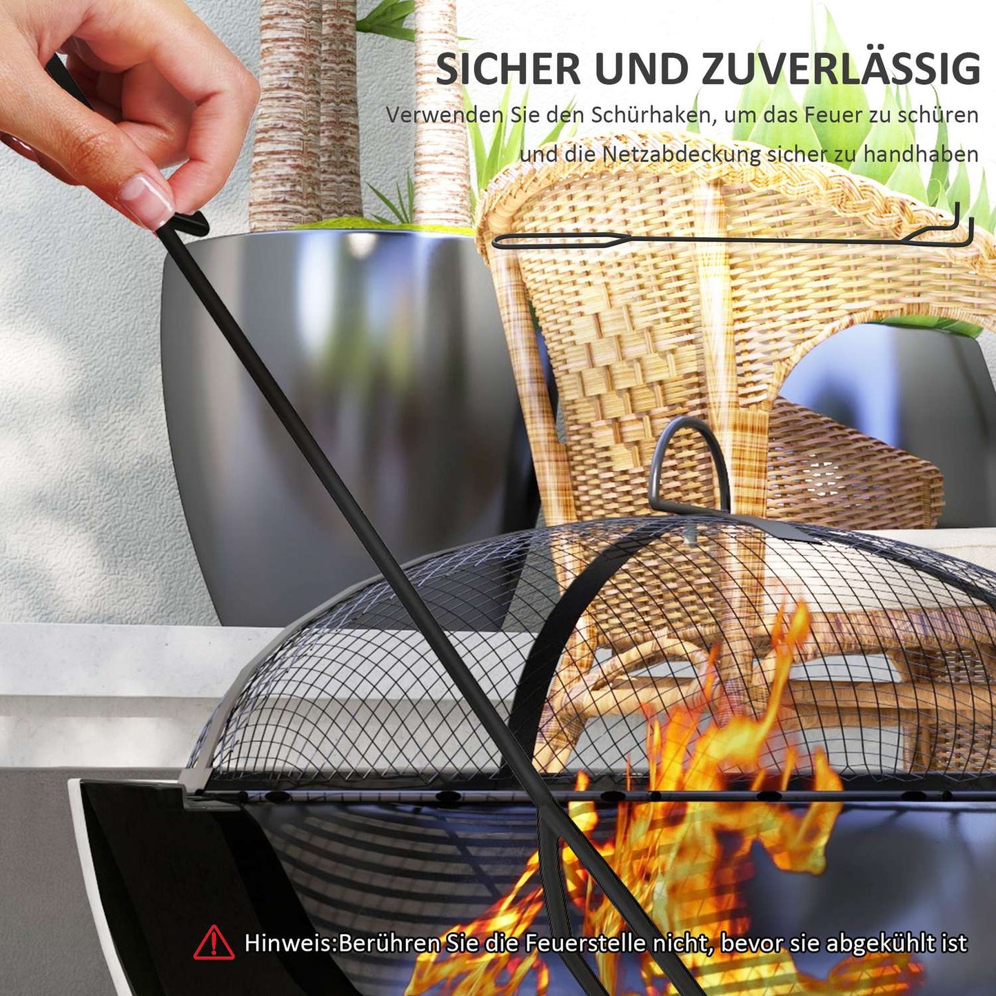 2-in-1 fire bowl and grill table with grill, gray metal