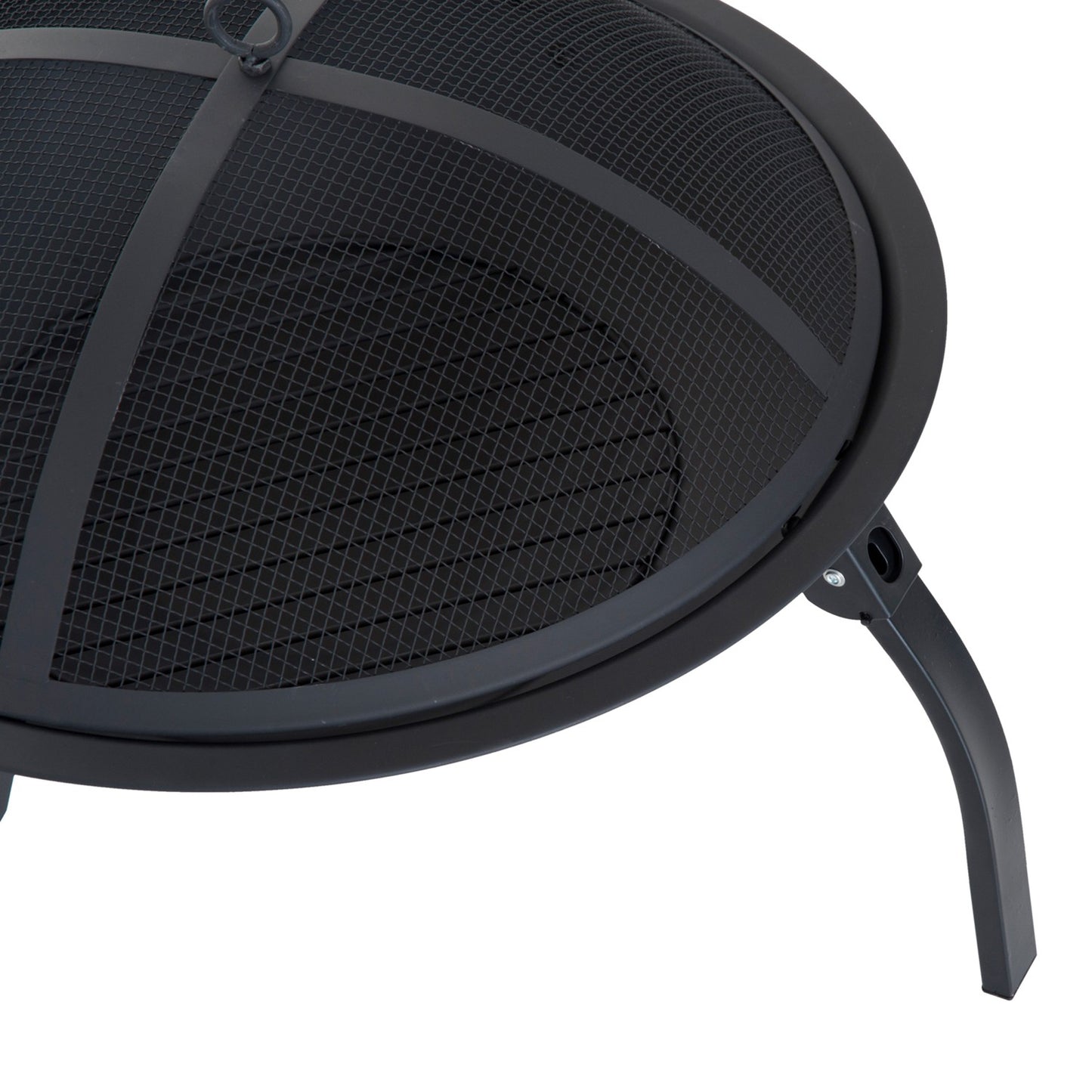 Fireplace with collapsible spark guard, black, 55 cm