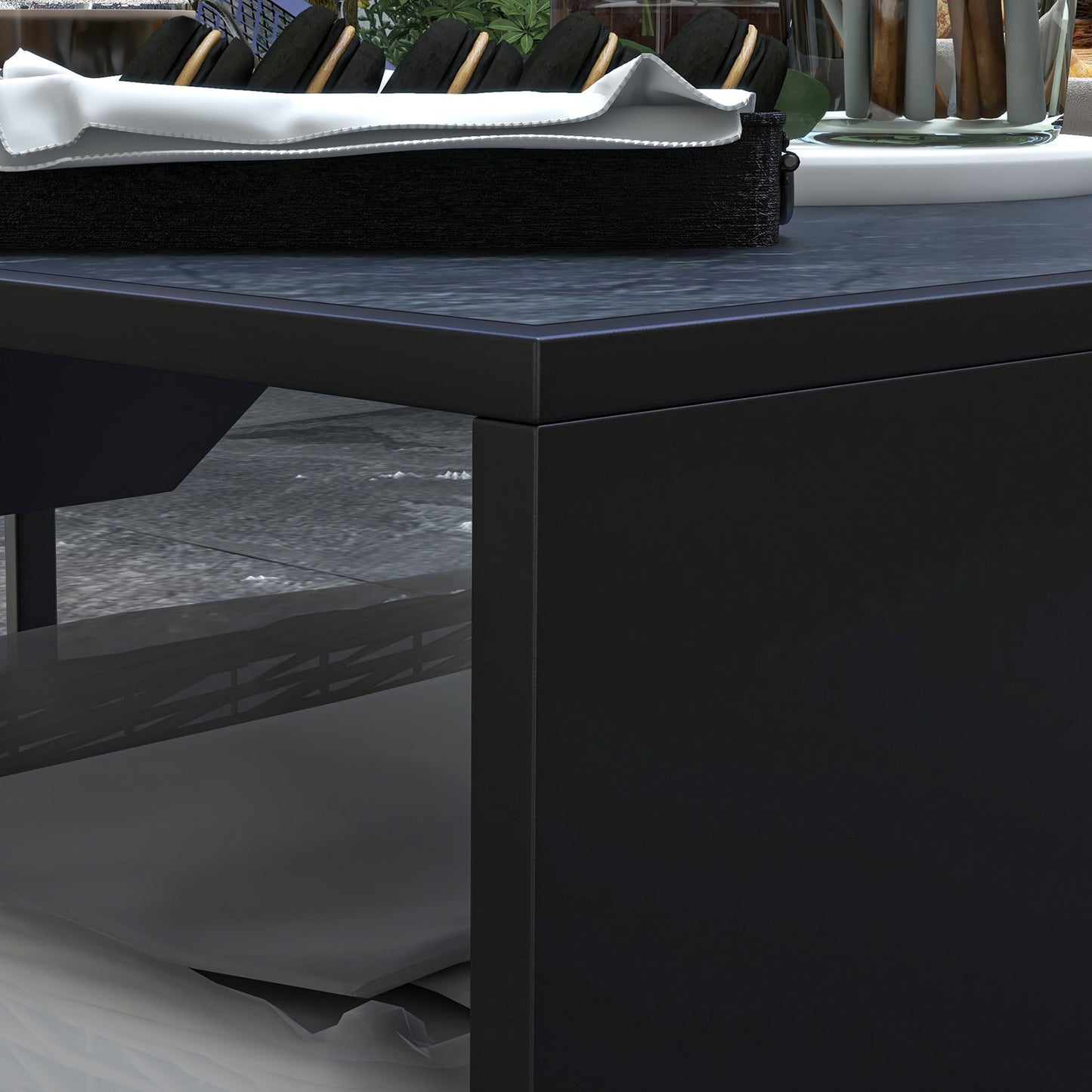 Fire Bowl & Spark Grille with Poker, Metal, Black