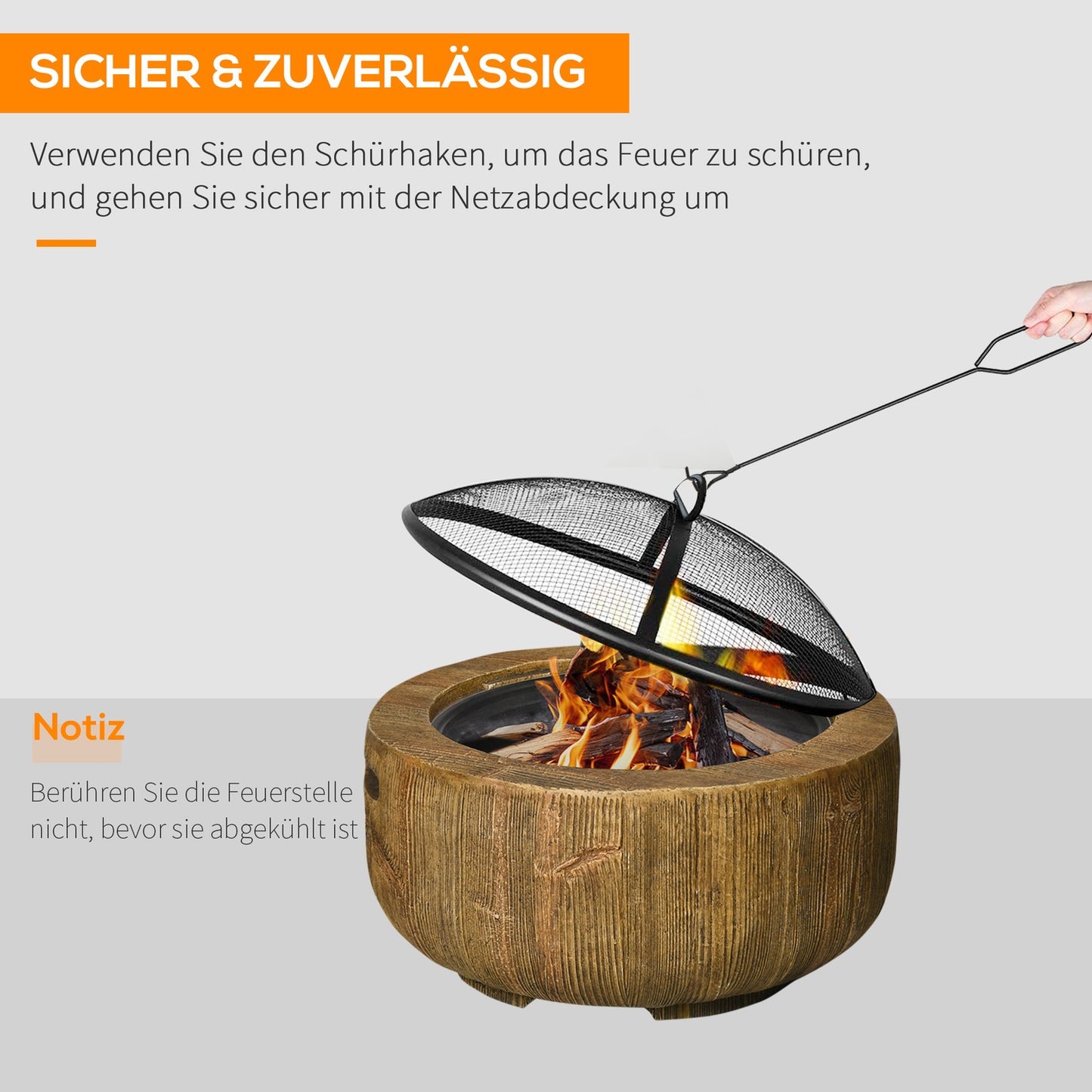 Steel Fire Pit Bowl with lid & poker for garden camping